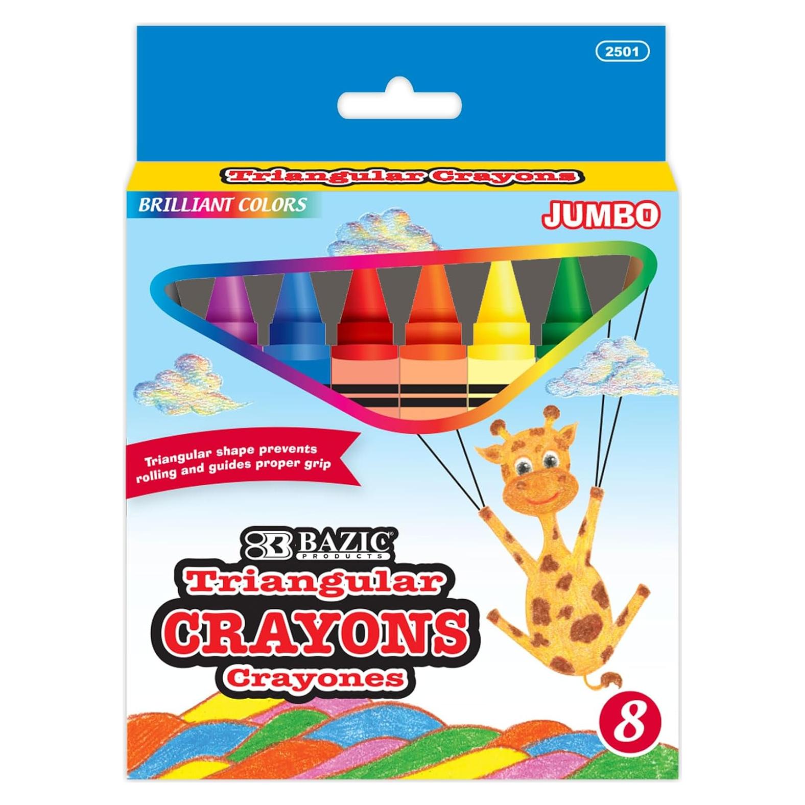 Crayón Triangular BAZIC 8 Colores Jumbo Ergonomico