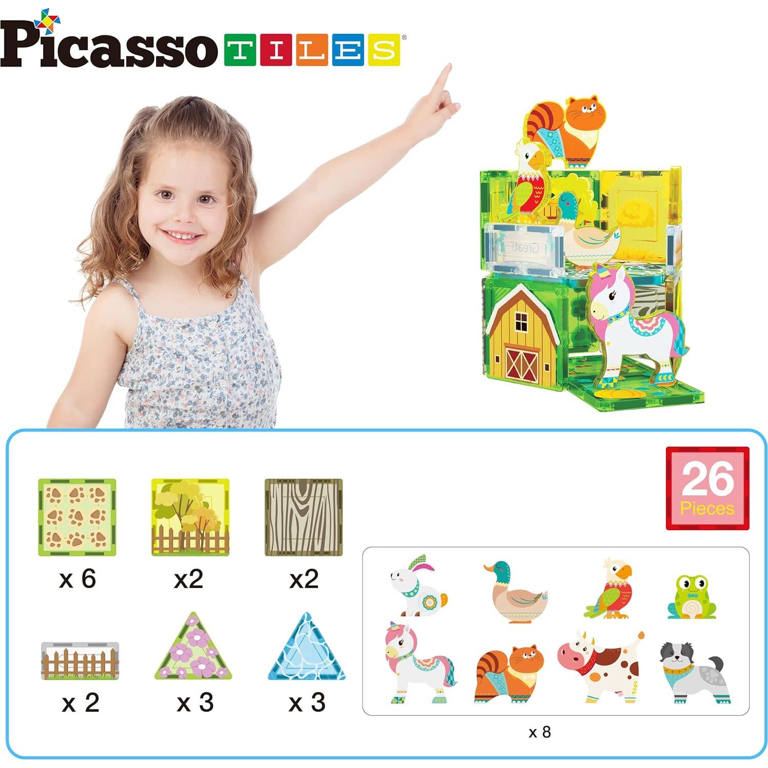 PicassoTiles Bloques Magnéticos Granja Otoño 18 Piezas