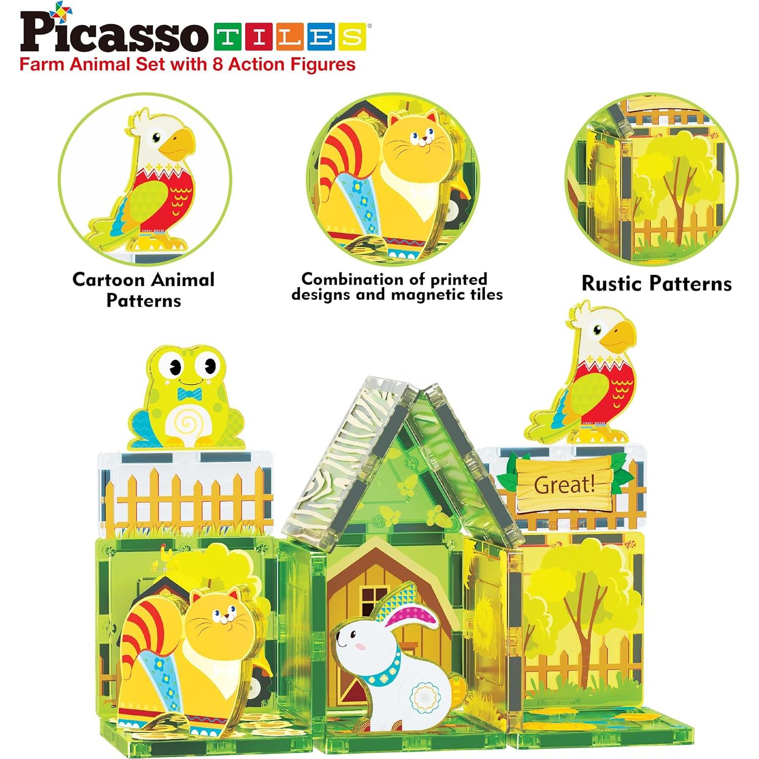 PicassoTiles Bloques Magnéticos Granja Otoño 18 Piezas