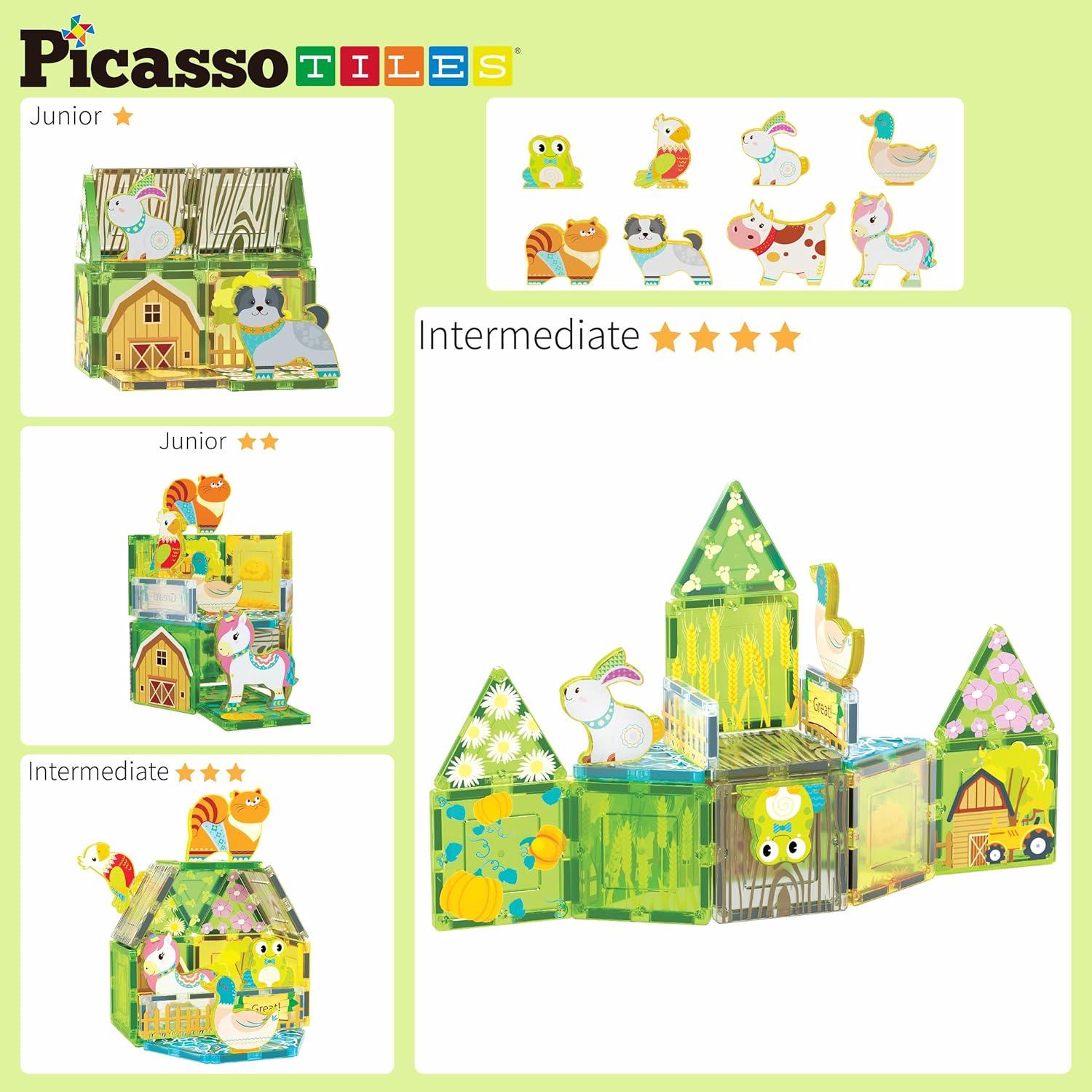 PicassoTiles Bloques Magnéticos Granja Otoño 18 Piezas
