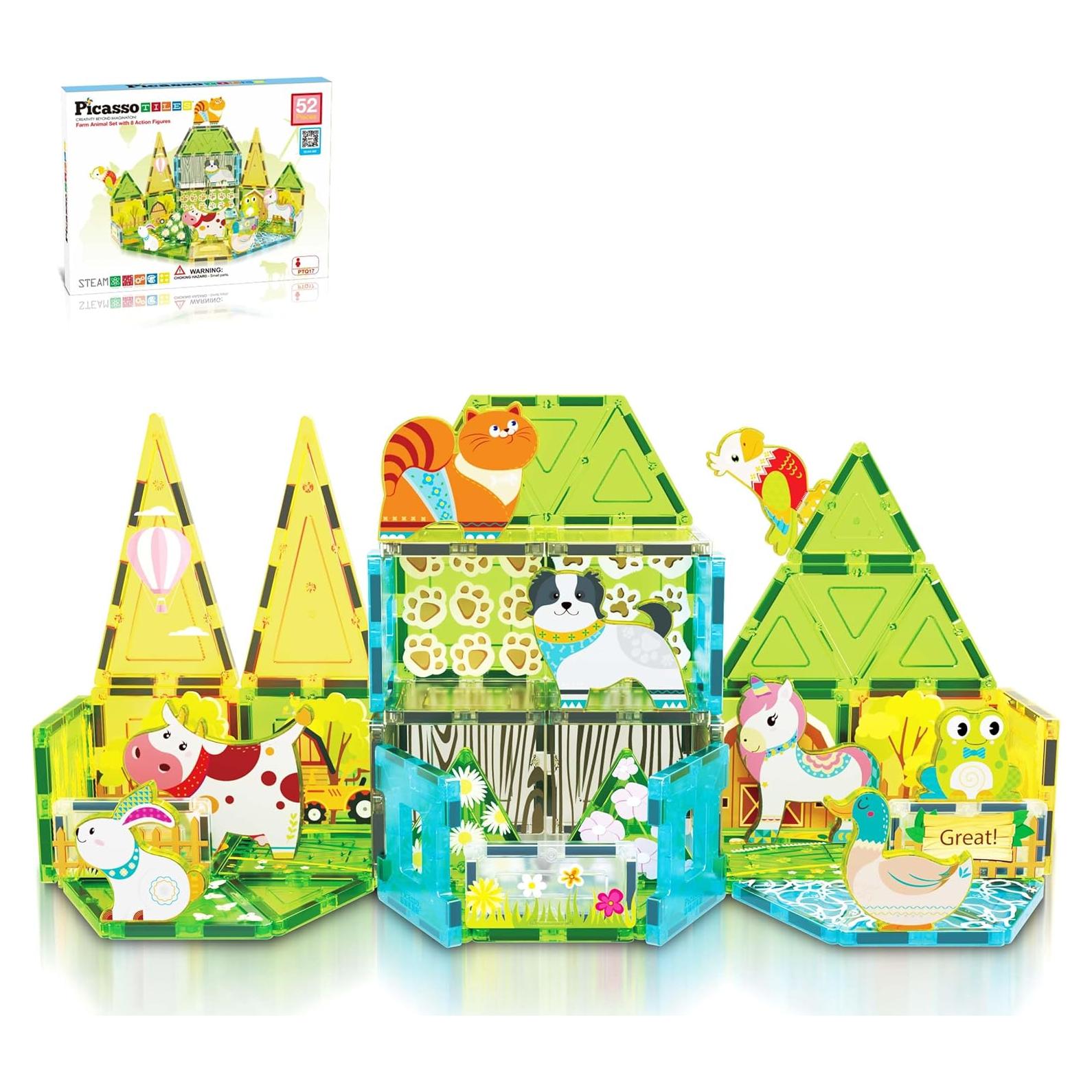 PicassoTiles Juego Magnético de Animales de Granja 44 Piezas