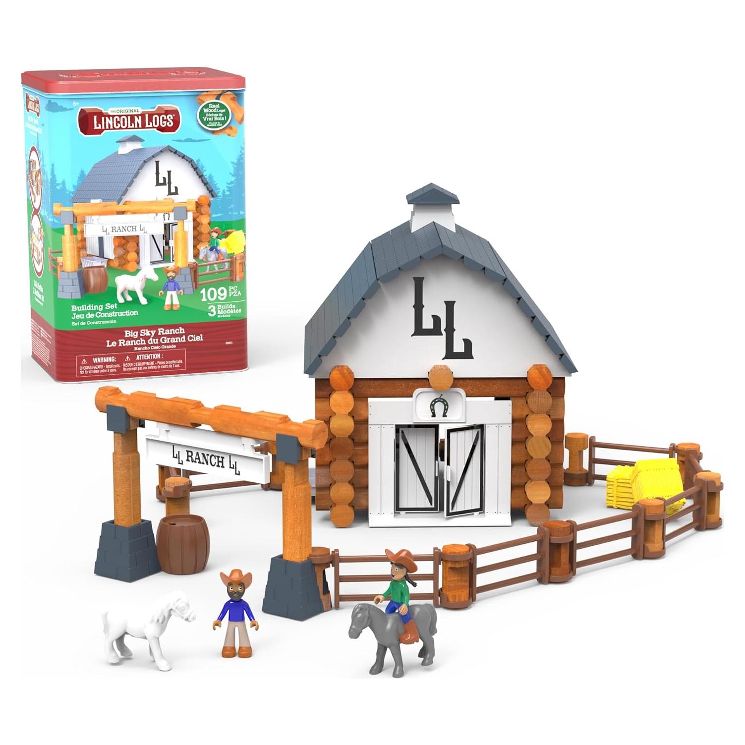 Conjunto de Construcción Big Sky Ranch Lincoln Logs 100+ Piezas