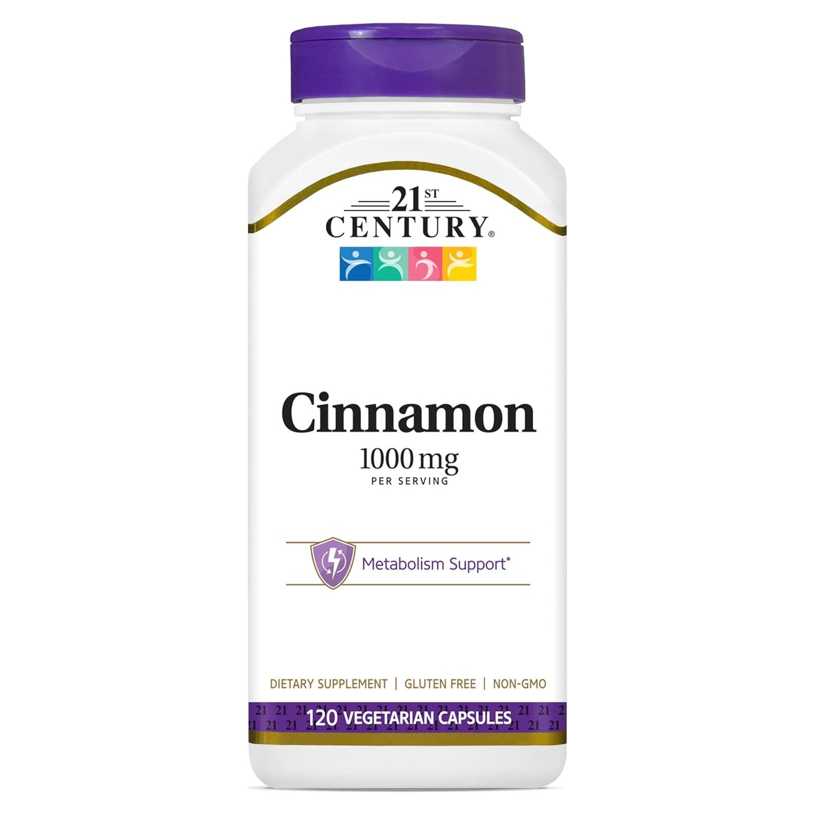 Cápsulas Vegetarianas de Canela 500mg Cinnamon del Siglo 21
