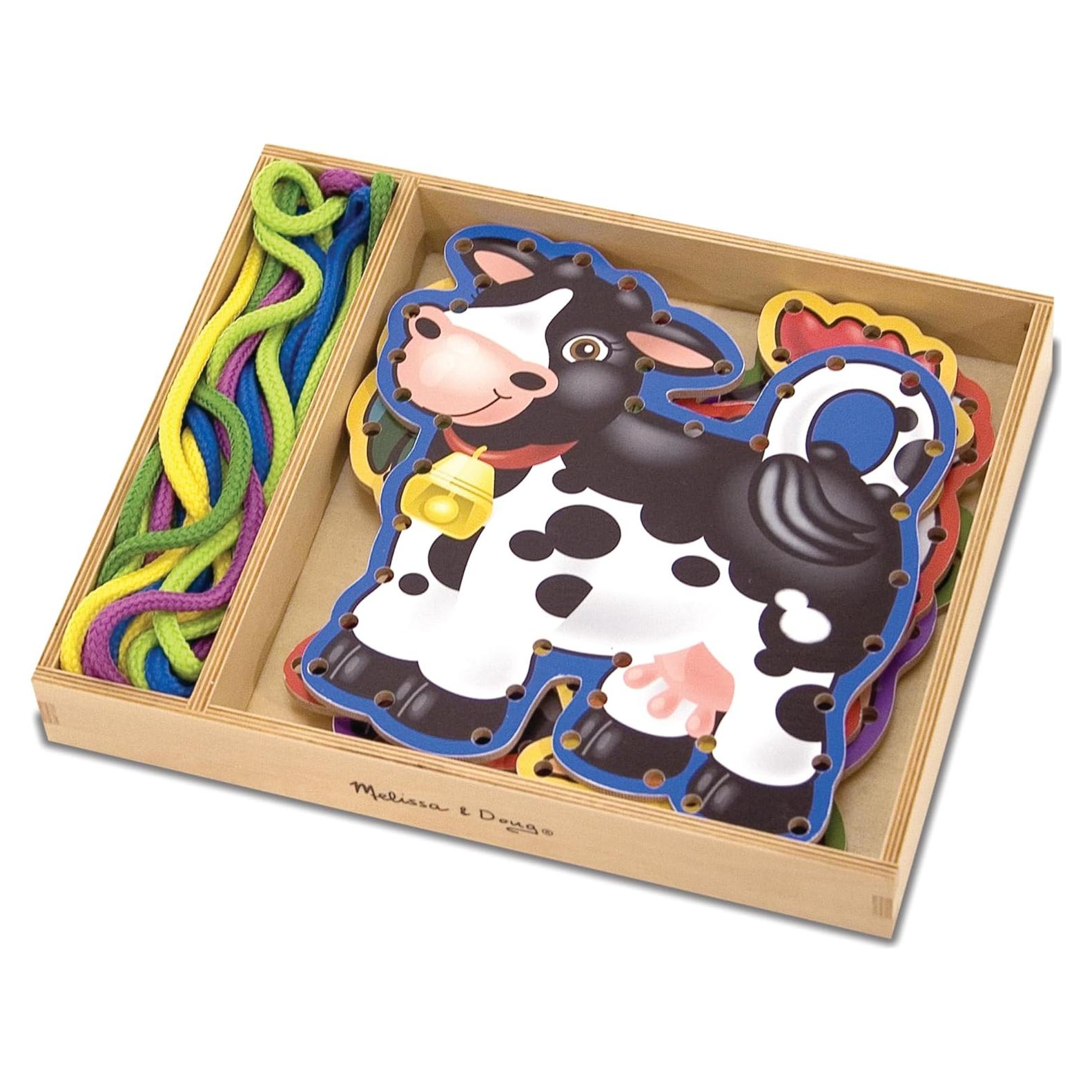Conjunto de Enhebrar Granja Melissa & Doug - 5 Paneles de Madera
