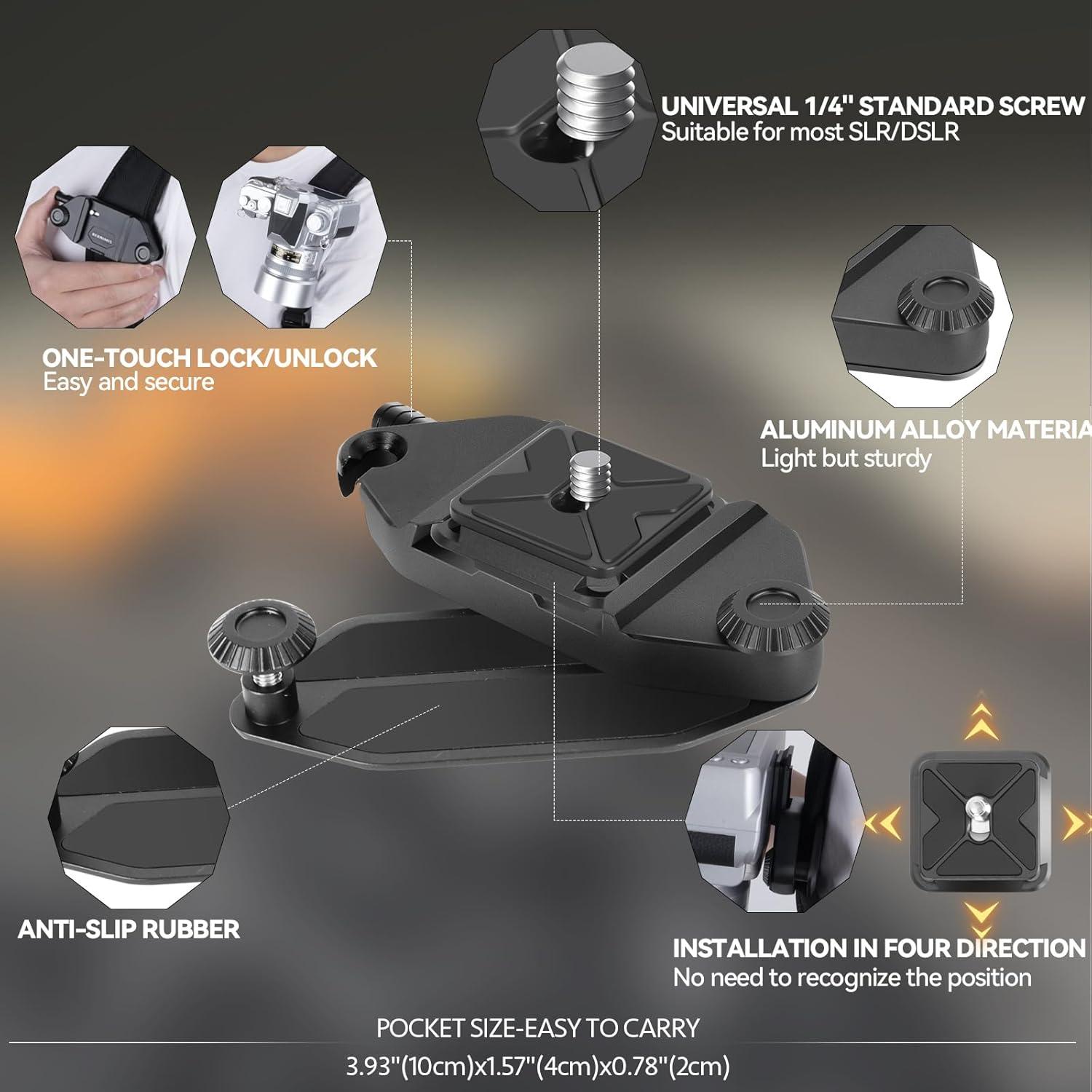 Clip de cámara para mochila Bebaimis B1, liberación rápida, negro