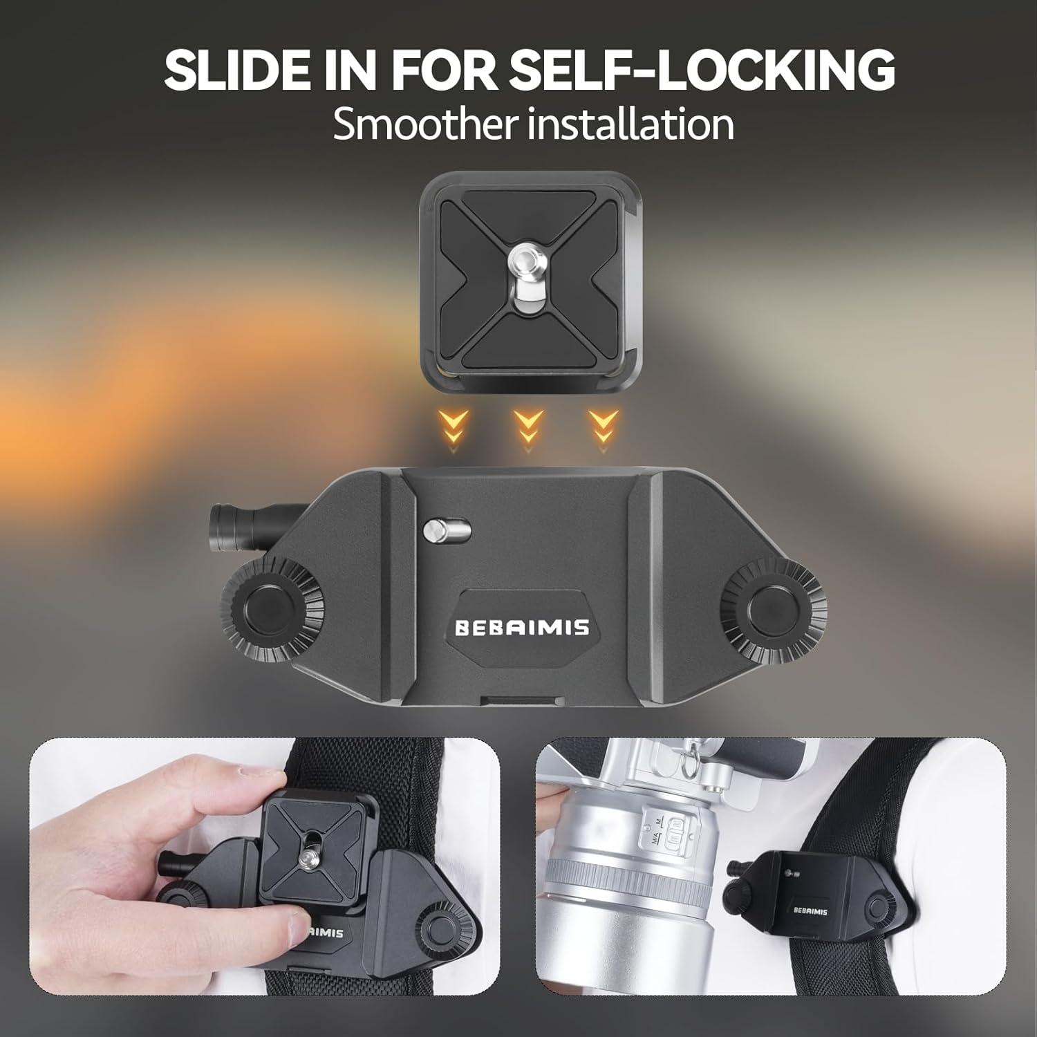 Clip de cámara para mochila Bebaimis B1, liberación rápida, negro