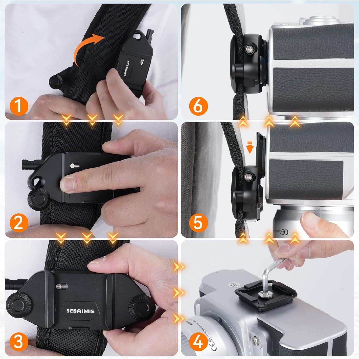 Clip de cámara para mochila Bebaimis B1, liberación rápida, negro