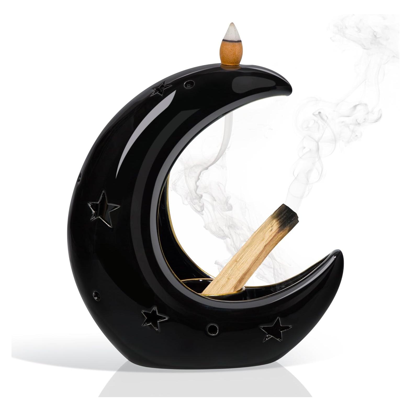 Soporte de Incienso Cerámica ZenBless Luna Negra 4 en 1