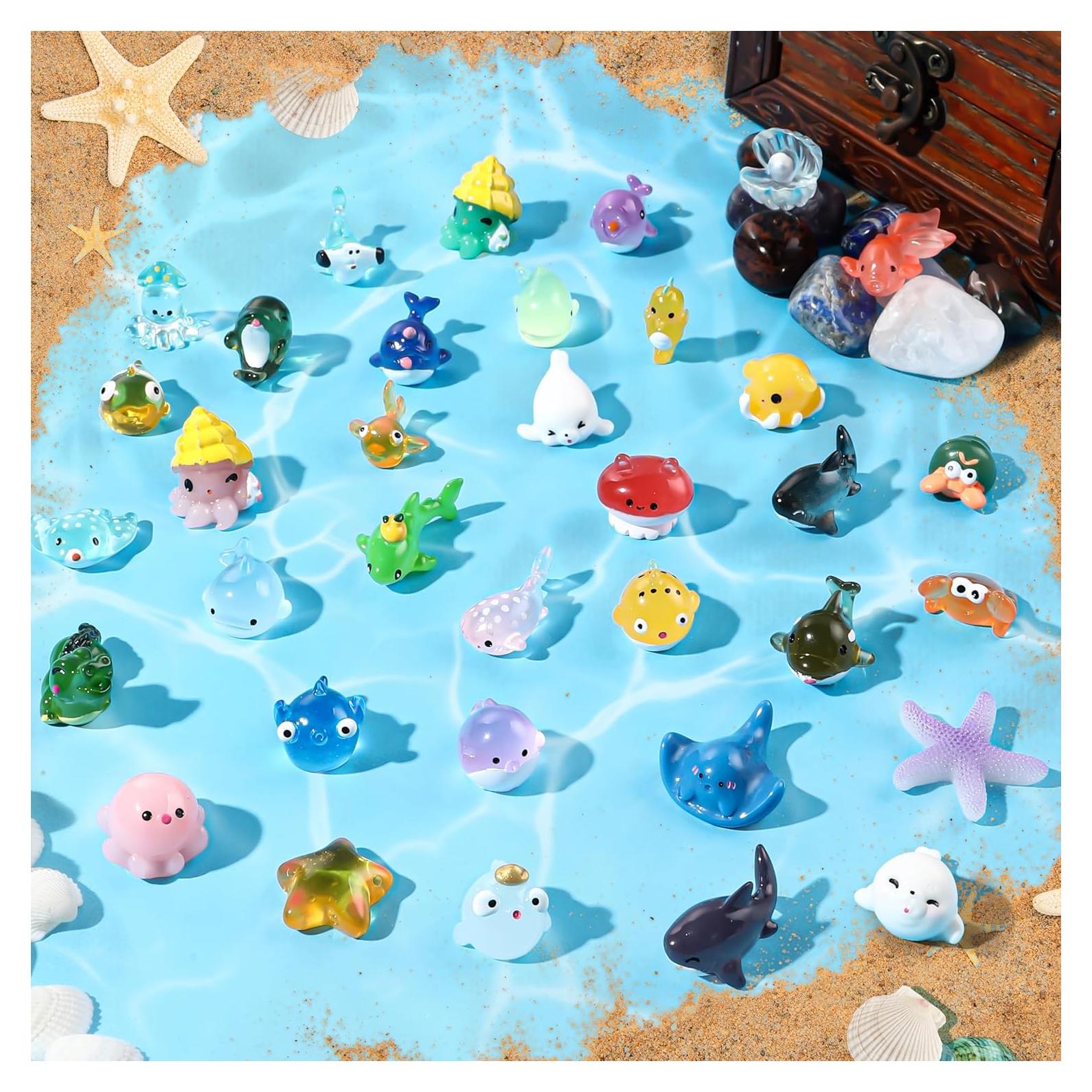 36 Mini Animales Marinos de Resina DIY Decoración Acuario