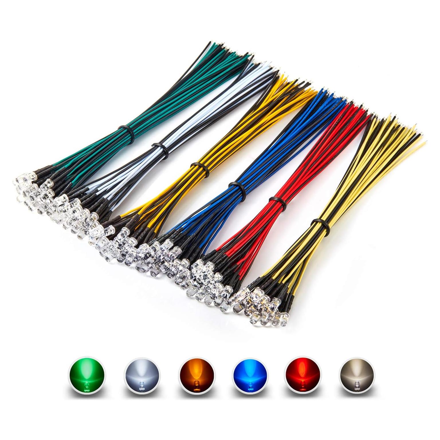 Kit 120 Luces LED 12V Diodo 5mm CHANZON 6 Colores