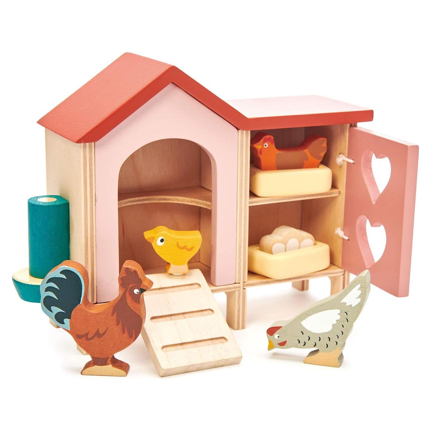 Gallinero de Madera Tender Leaf Toys - 9 Piezas para Niños