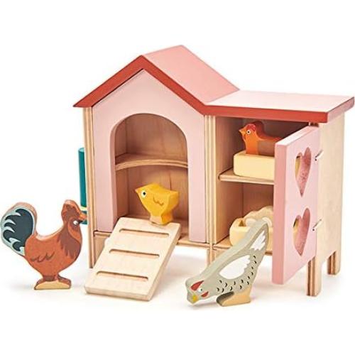 Gallinero de Madera Tender Leaf Toys - 9 Piezas para Niños