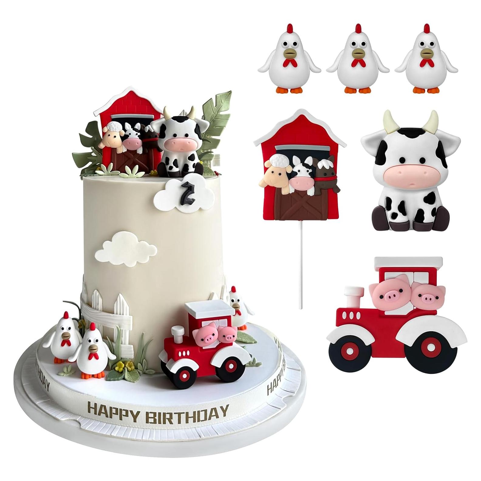 Decoraciones para Pasteles de Granja Zafena 6 Piezas Rojo