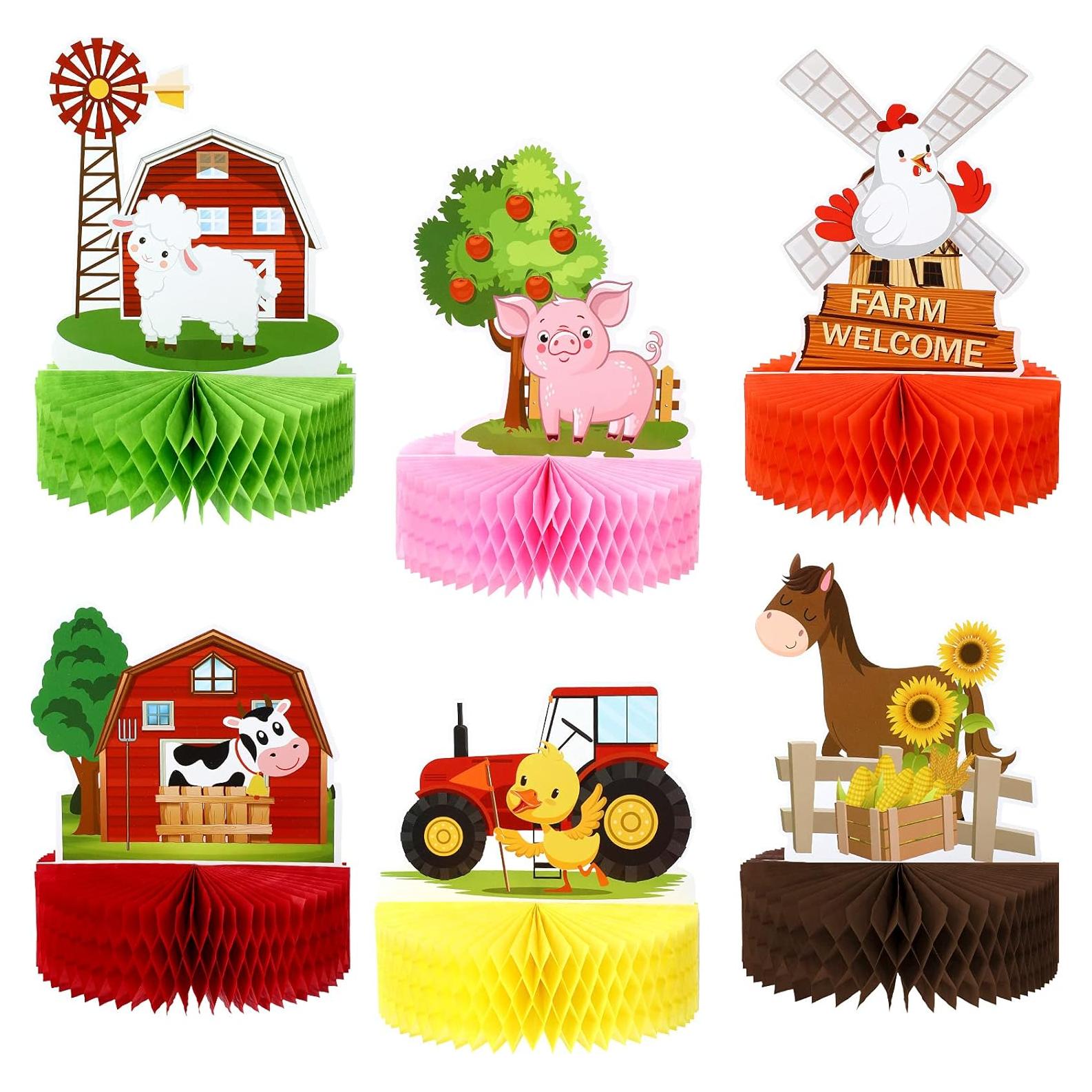 Centros de Mesa de Animales de Granja Threan 6 Pcs 3D