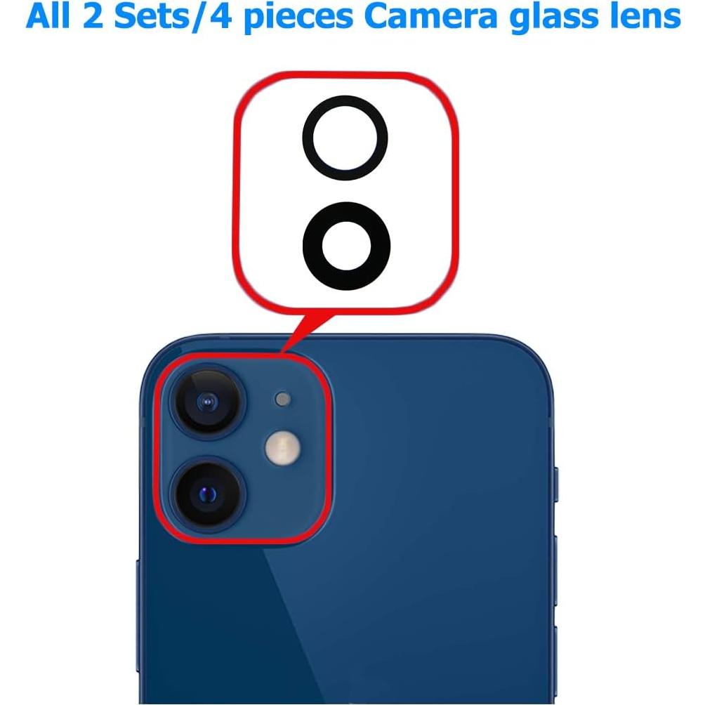 Lente de Cristal de Cámara Trasera Vimour para iPhone 12 - 2 Juegos