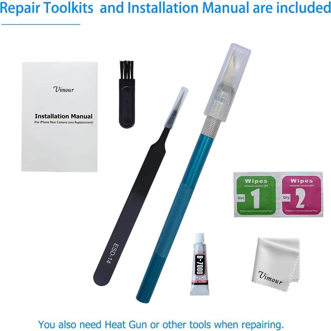 Lente de Cristal de Cámara Trasera Vimour para iPhone 12 - 2 Juegos