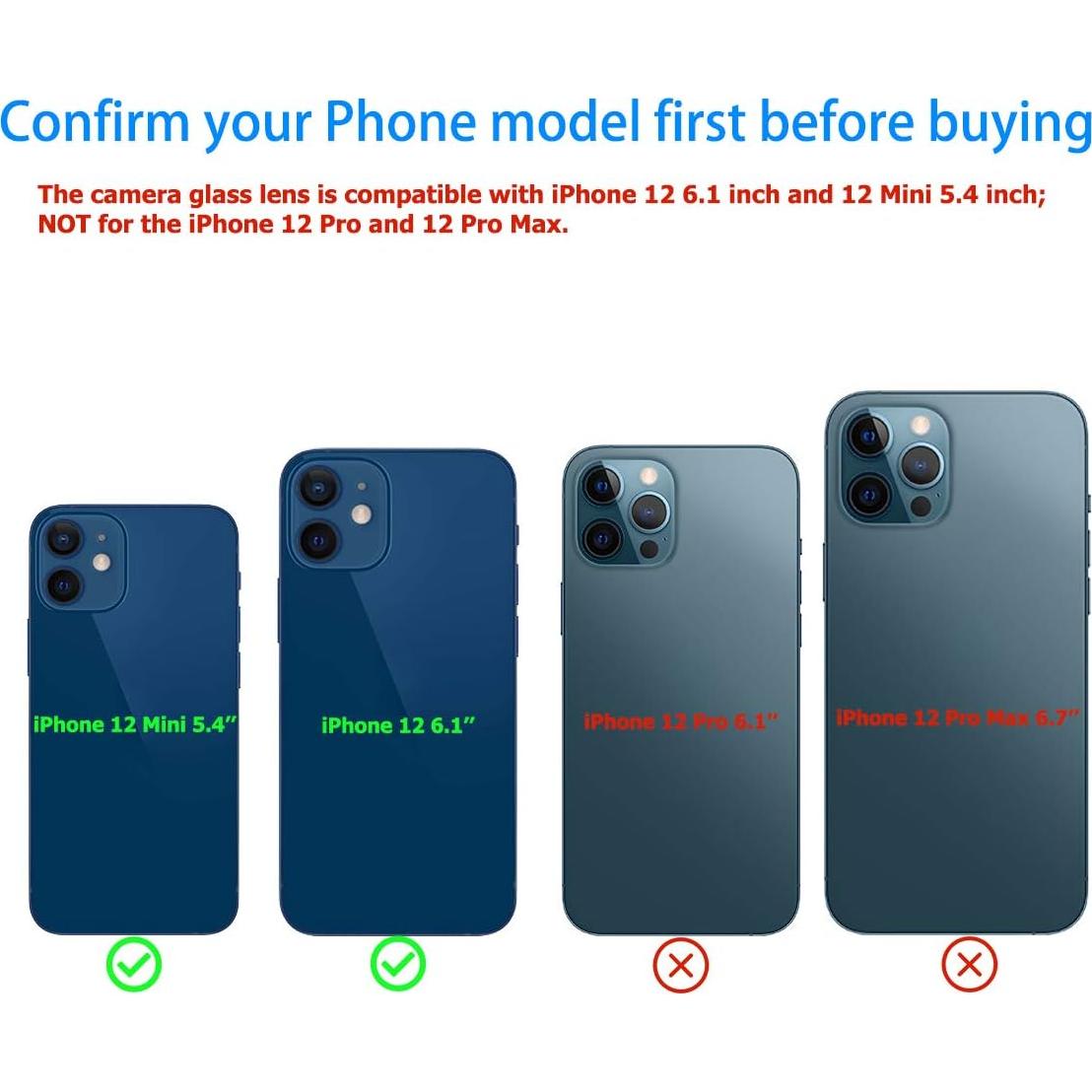 Lente de Cristal de Cámara Trasera Vimour para iPhone 12 - 2 Juegos