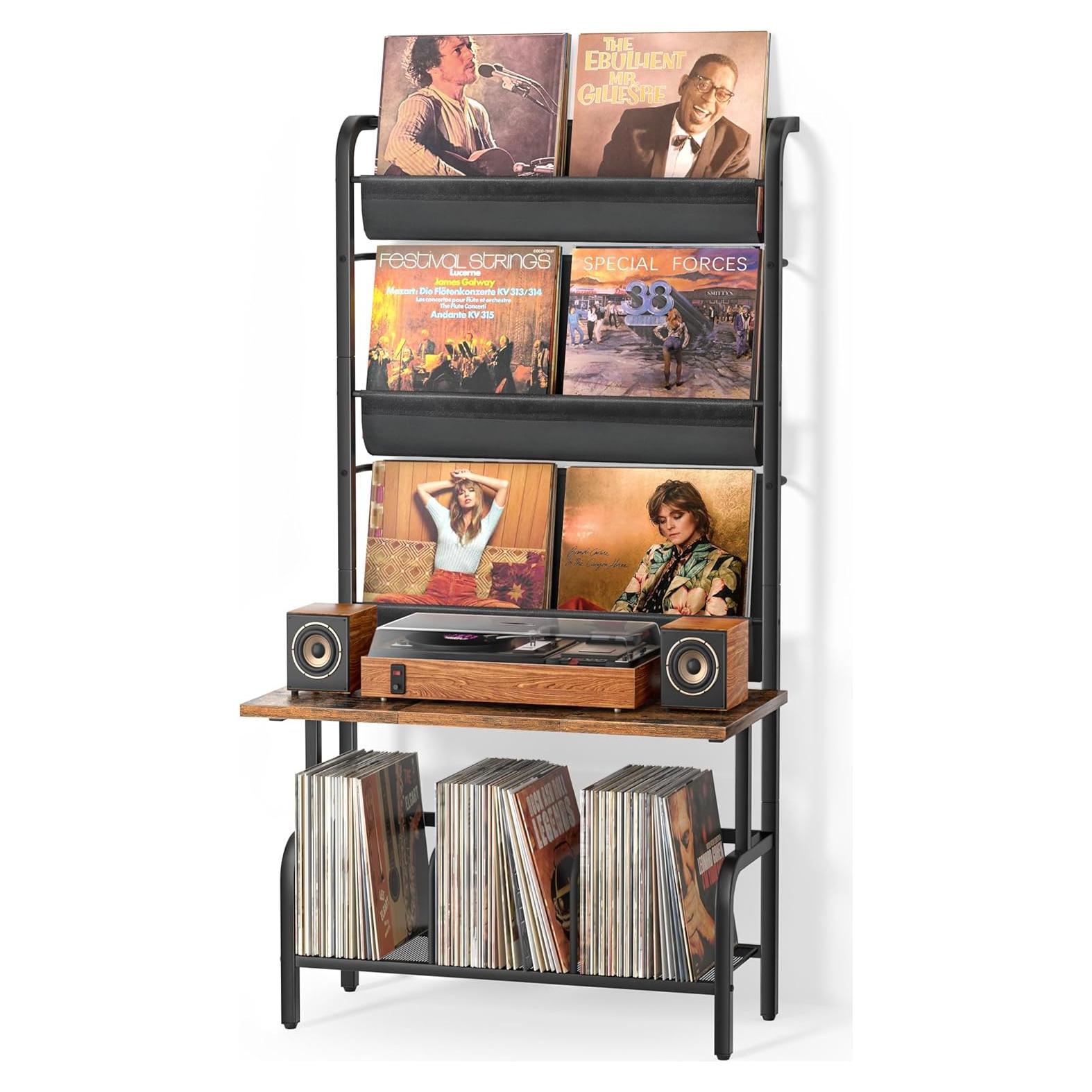 Soporte para Tocadiscos Tewinko con Estante para 300 Discos