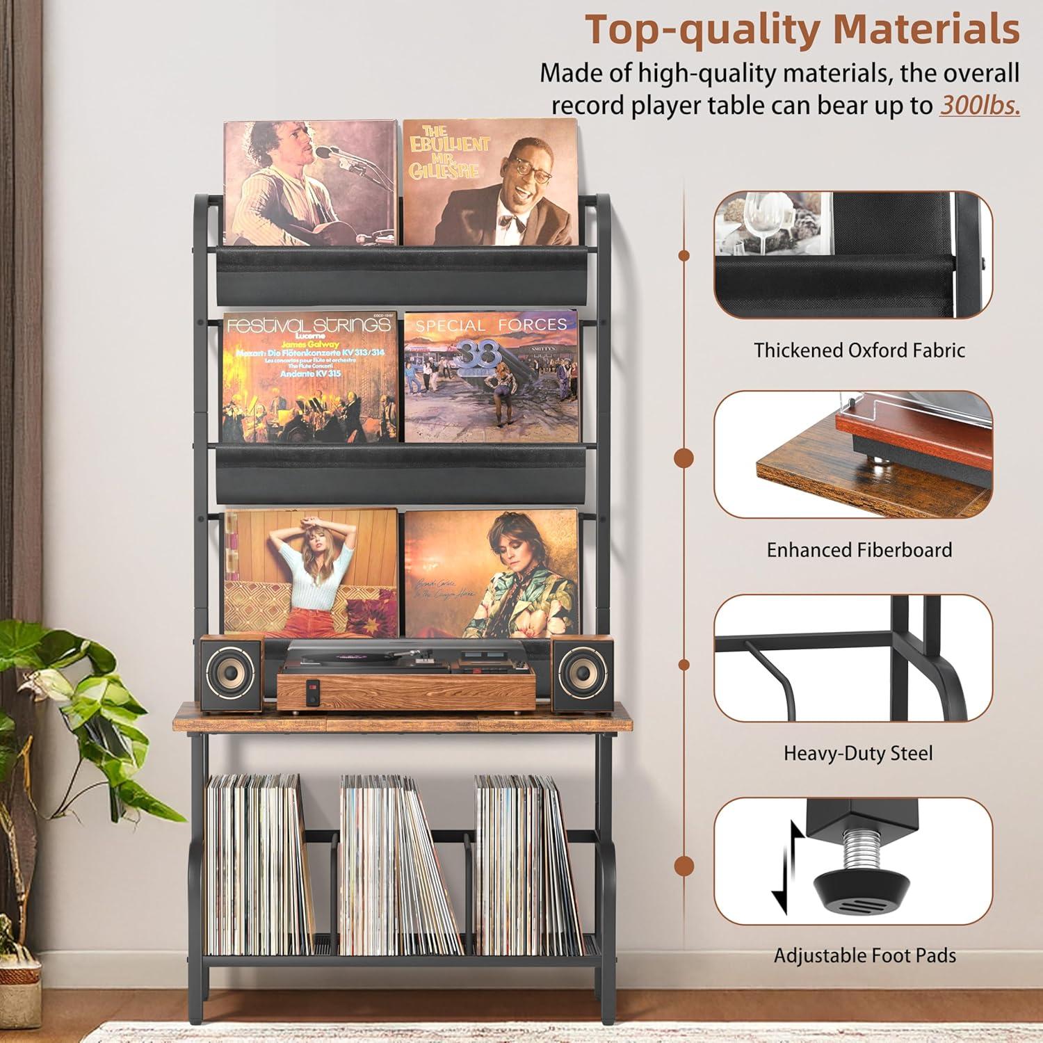 Soporte para Tocadiscos Tewinko con Estante para 300 Discos