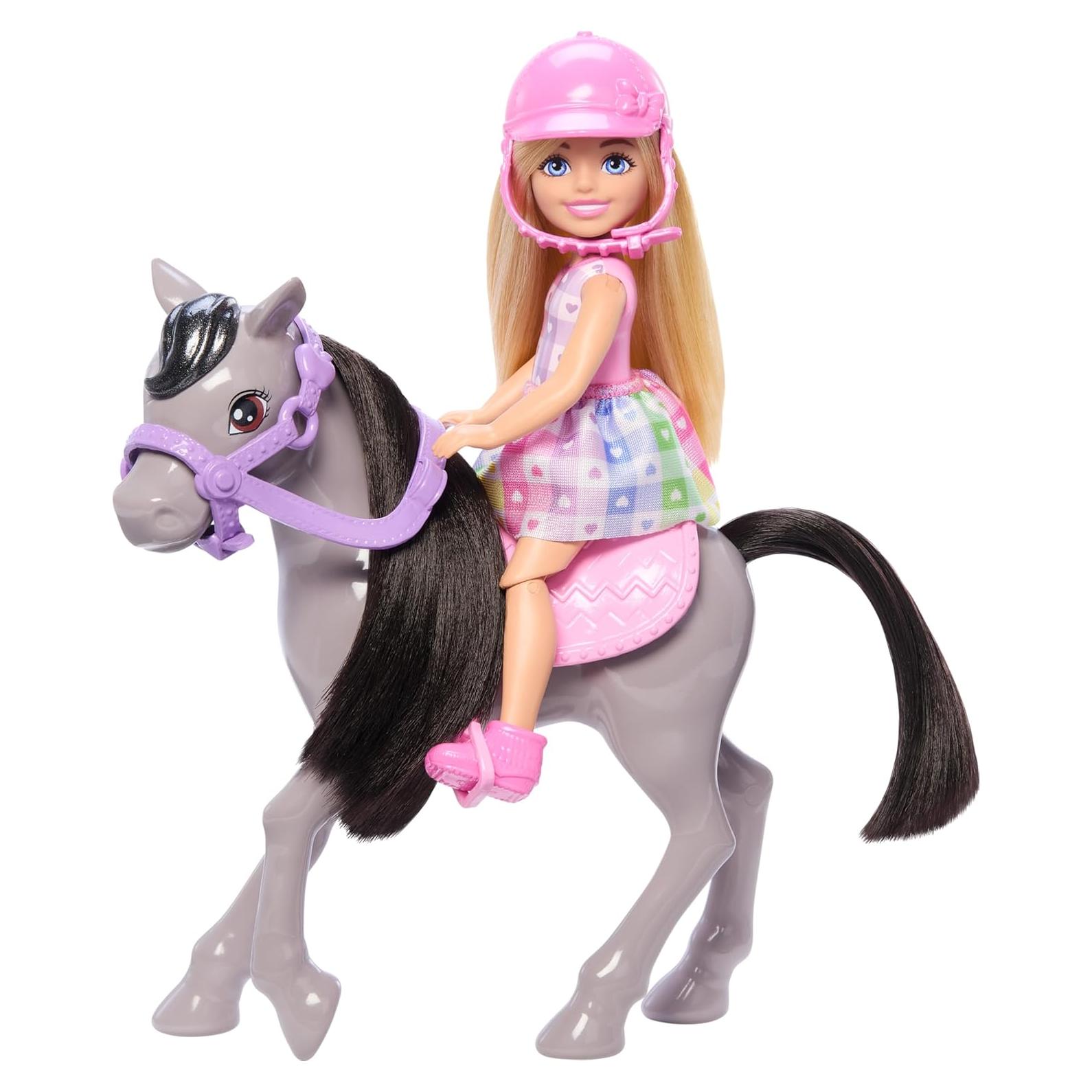 Conjunto Muñeca Barbie Chelsea y Pony Juguete 5x13x15cm