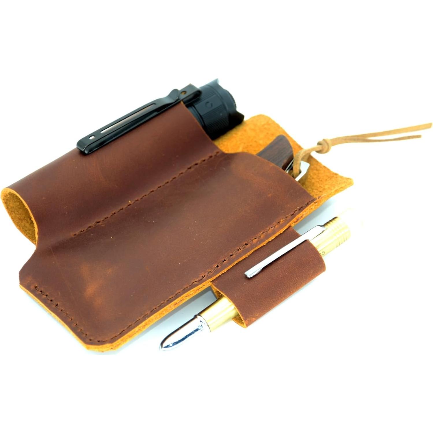 Organizador de Cinturón de Cuero YIYUS EDC Marrón 13.3x10.8cm