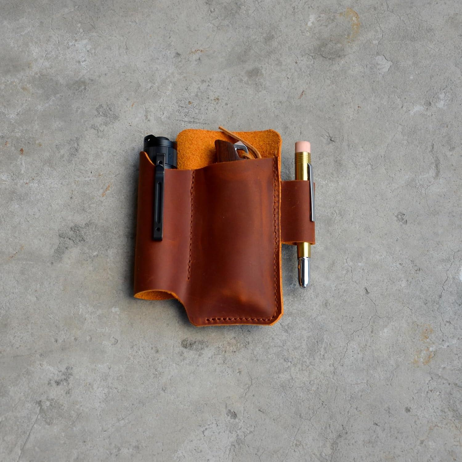 Organizador de Cinturón de Cuero YIYUS EDC Marrón 13.3x10.8cm