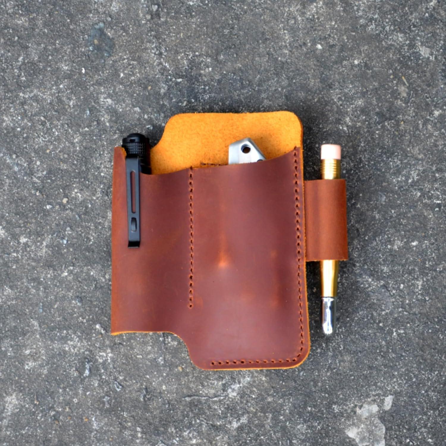 Organizador de Cinturón de Cuero YIYUS EDC Marrón 13.3x10.8cm