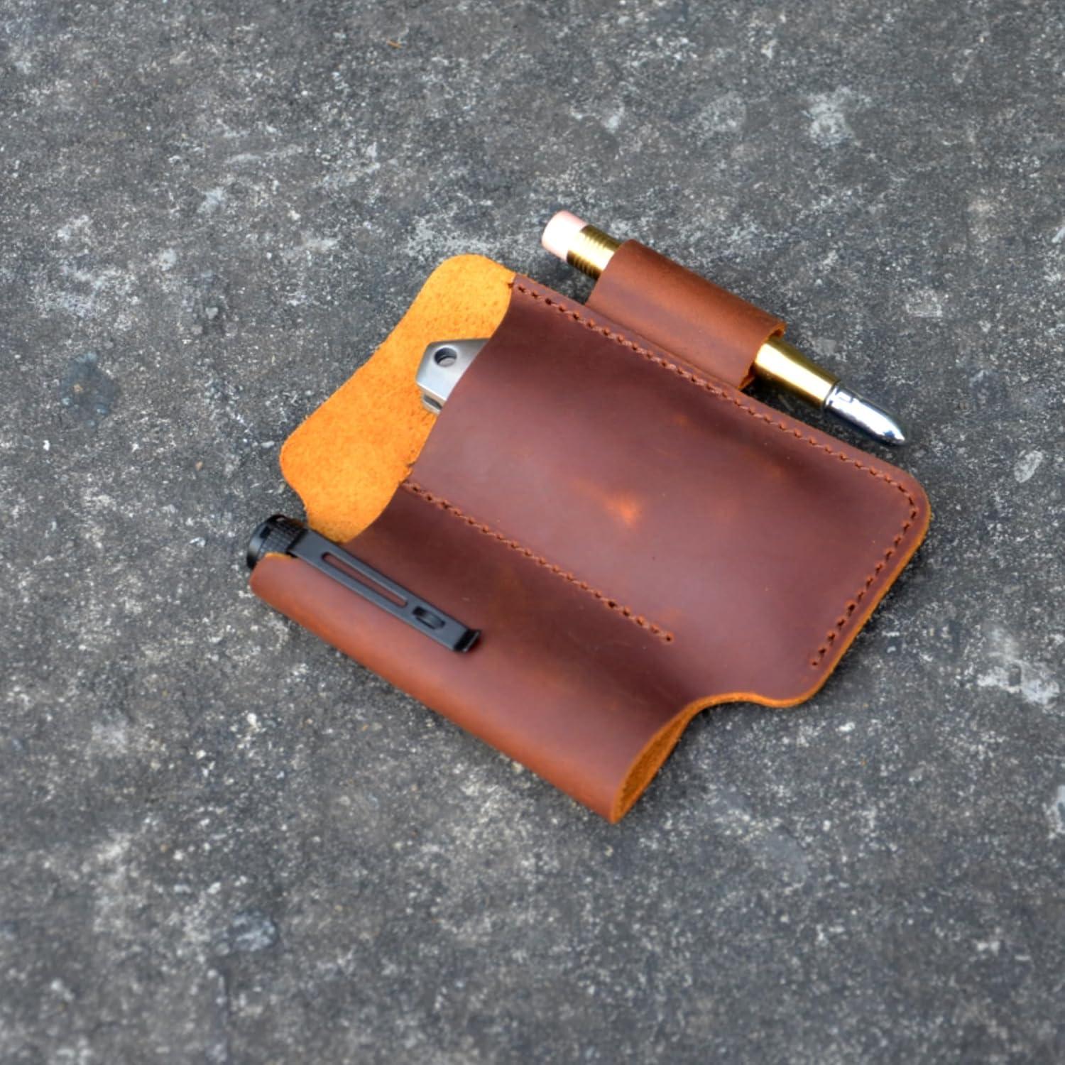 Organizador de Cinturón de Cuero YIYUS EDC Marrón 13.3x10.8cm