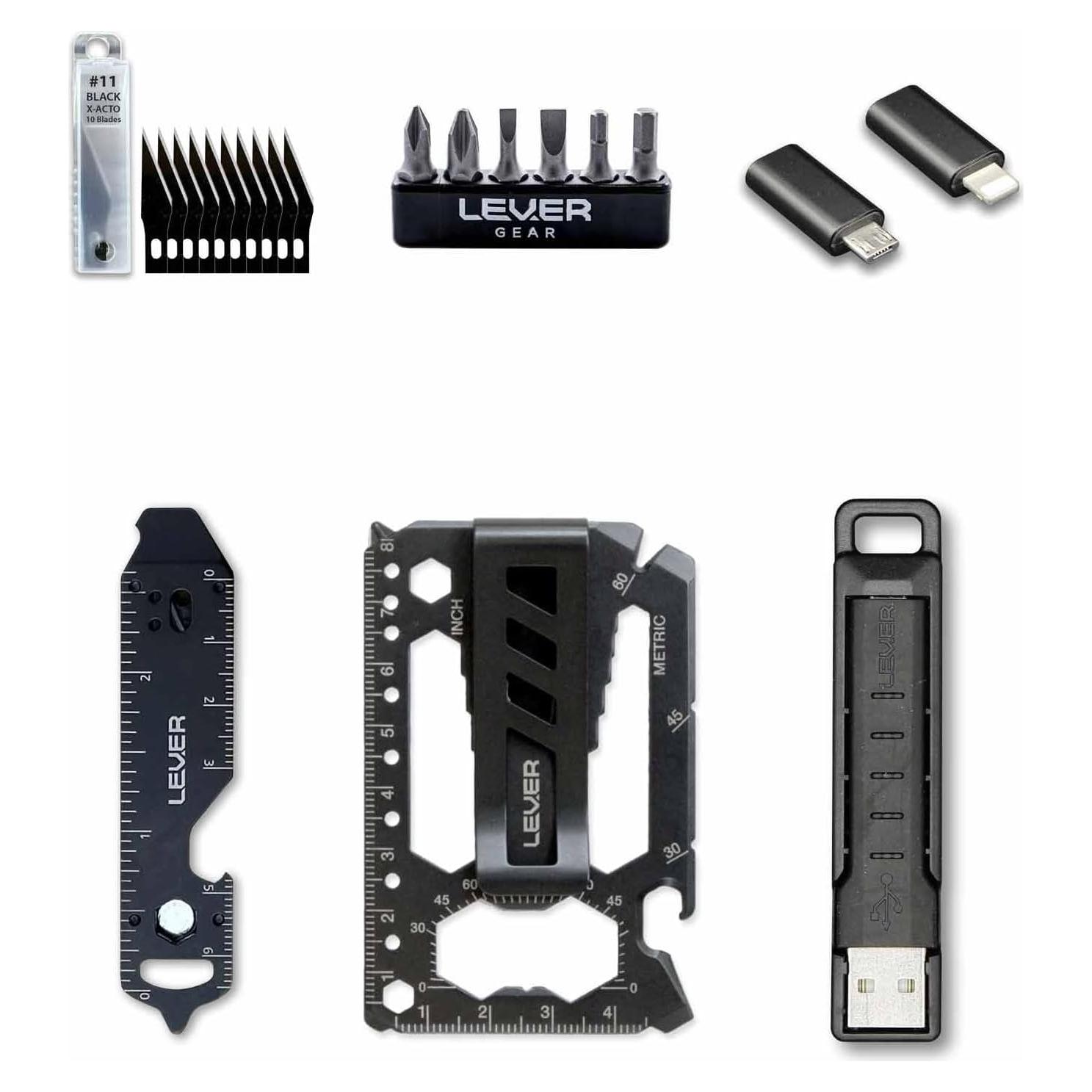 Paquete de Regalo EDC Lever Gear - Herramientas Utilitarias y Cable USB