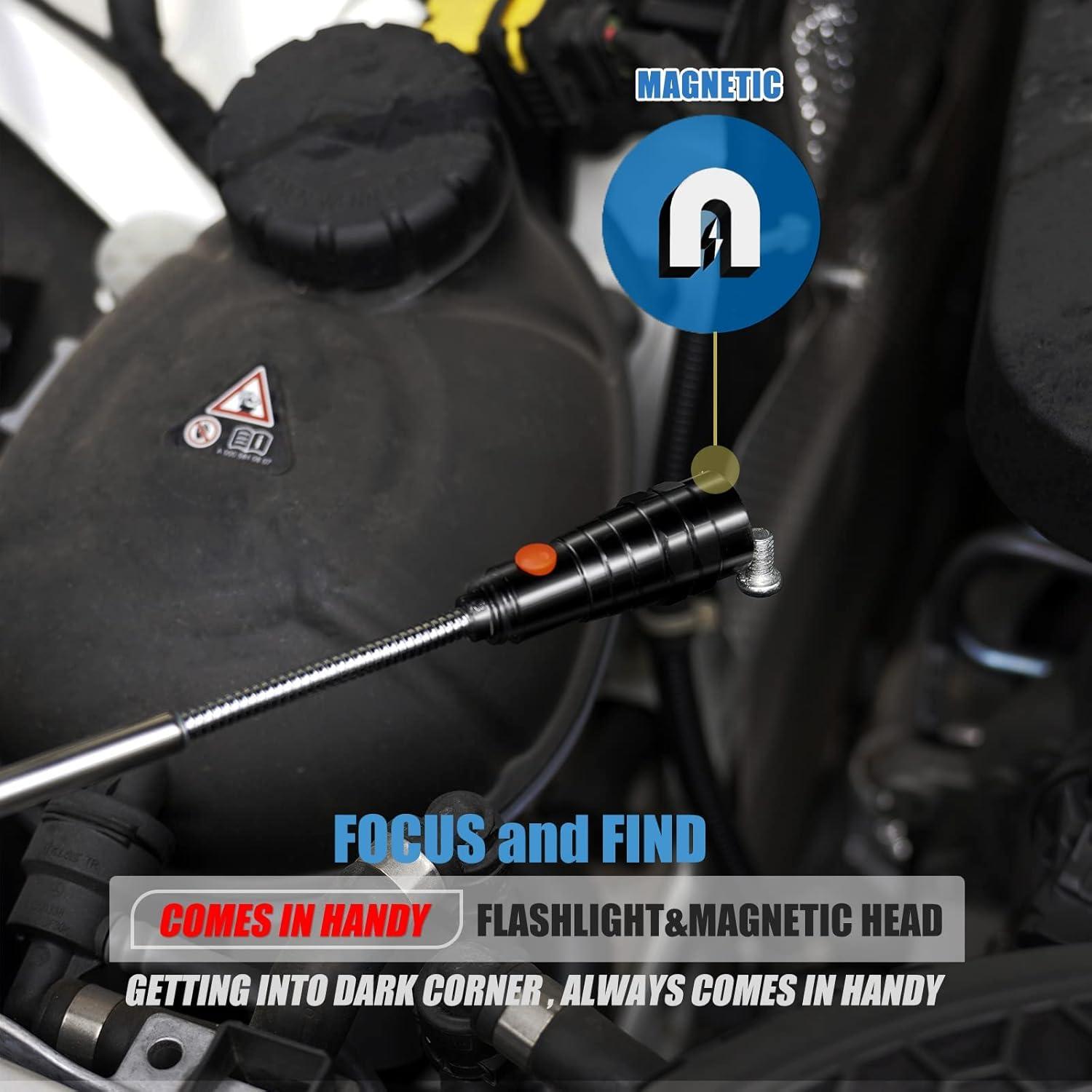 Linterna Magnética Extensible 2 en 1 con LED y Destornillador