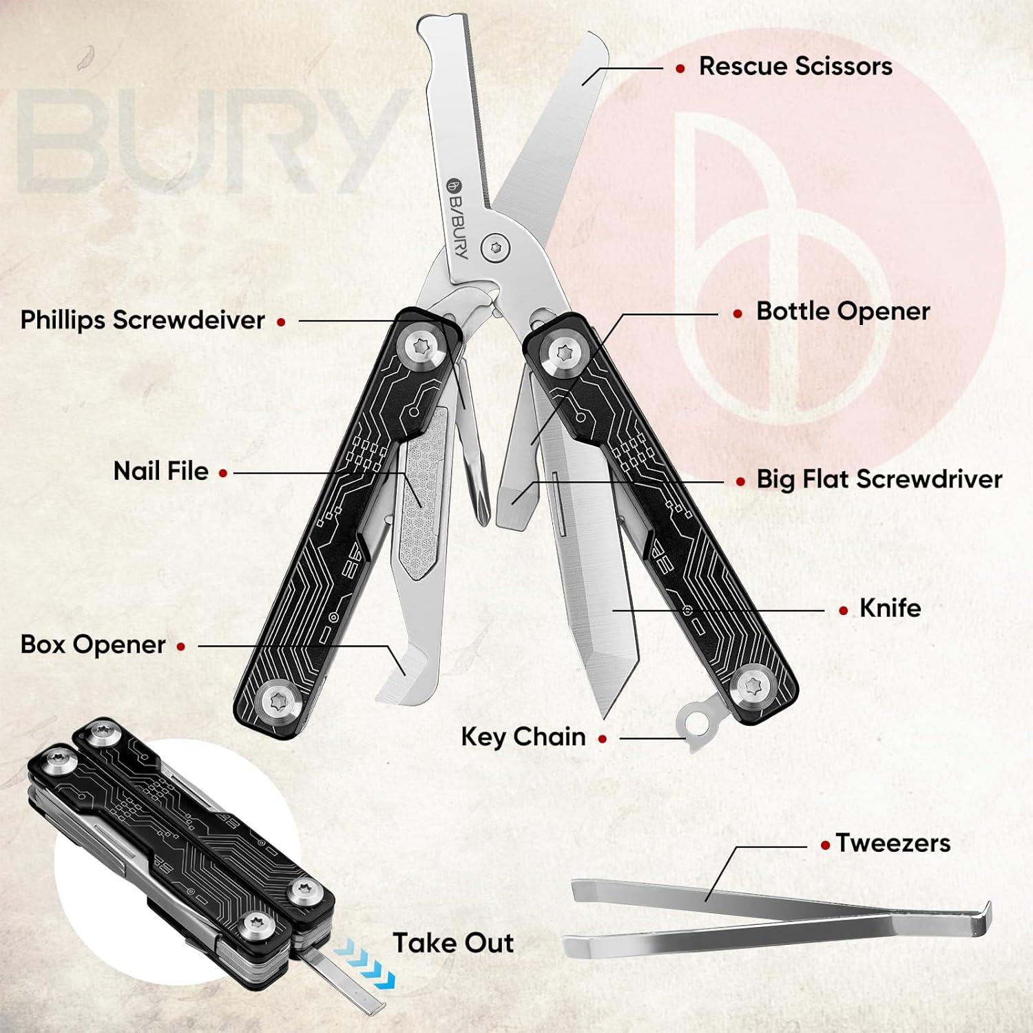 Multiherramienta BIBURY Pro con Alicates y Mini Tijeras