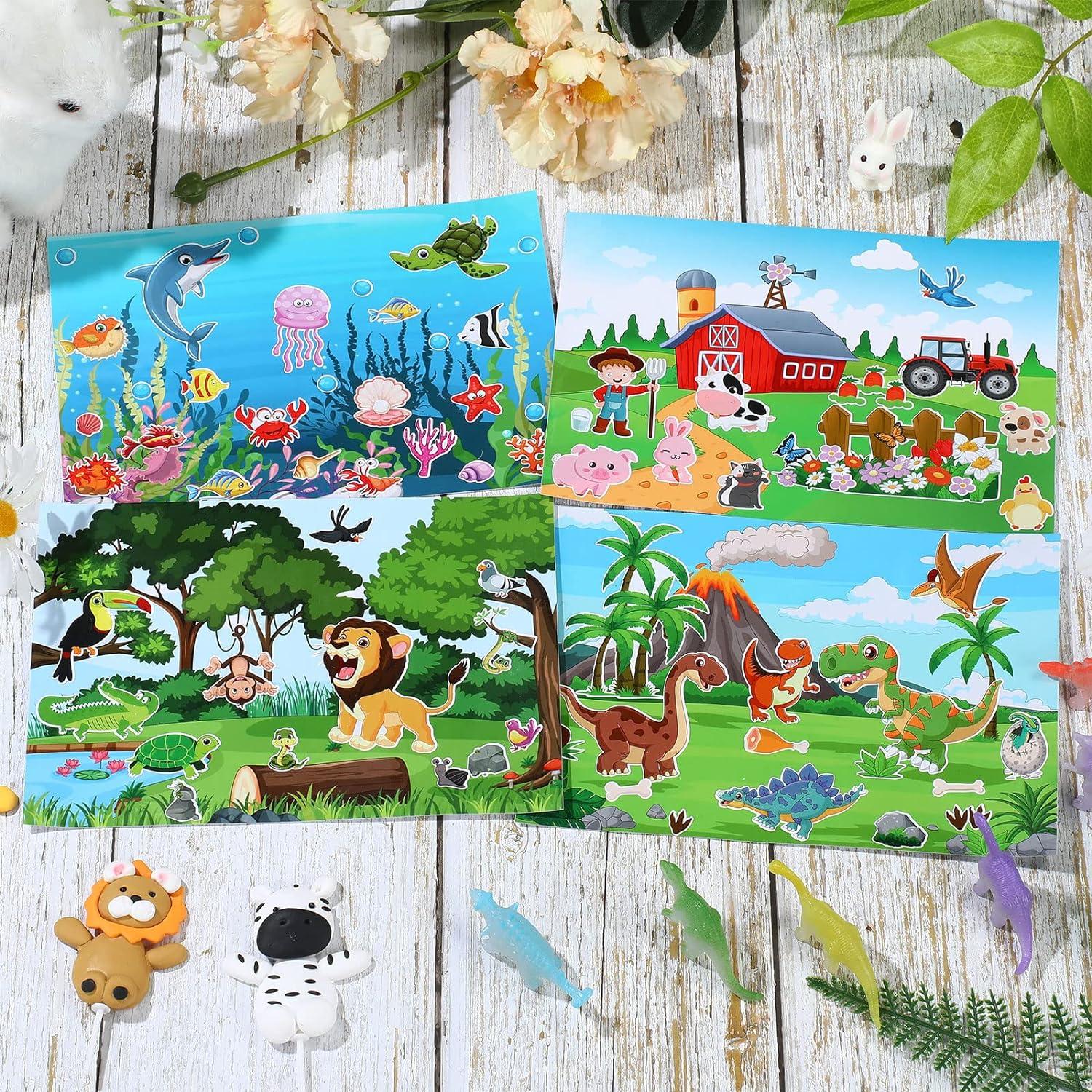 Spakon Stickers de Animales 32 Hojas para Niños DIY