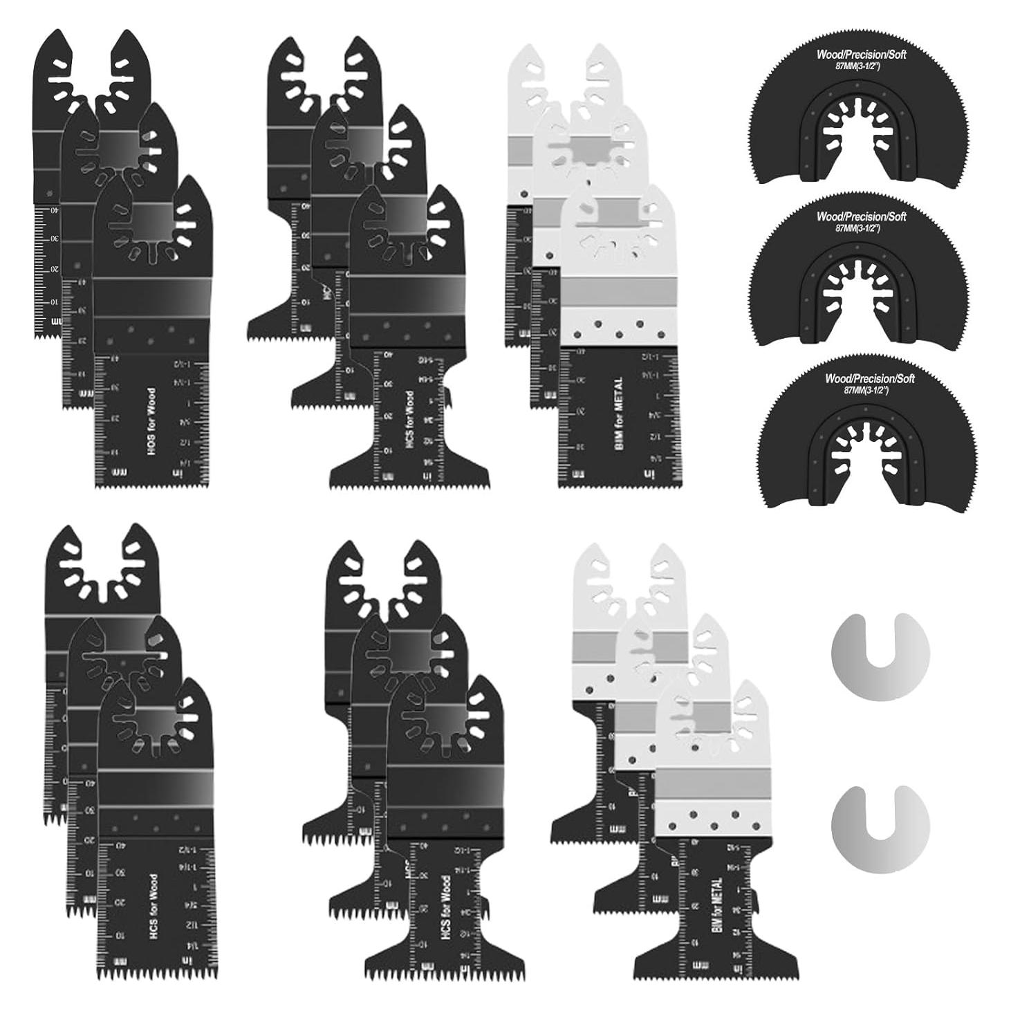 23 Piezas Cuchillas Oscilantes Farady para Madera y Metal