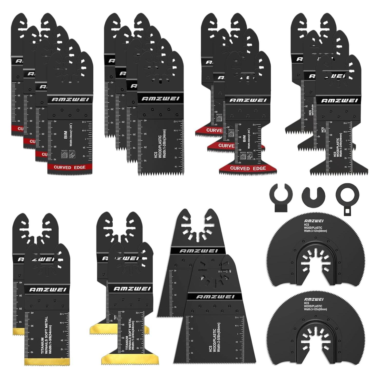 Juego de 25 Cuchillas Oscilantes Titanio Bi-Metal AMZWEI