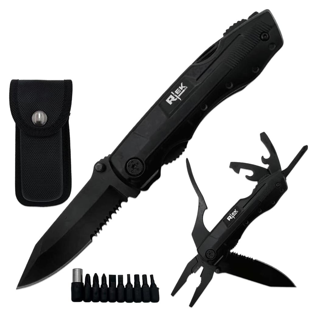 Multiherramienta Rtek 11.4 cm Cuchillo Plegable 9 en 1 Negro
