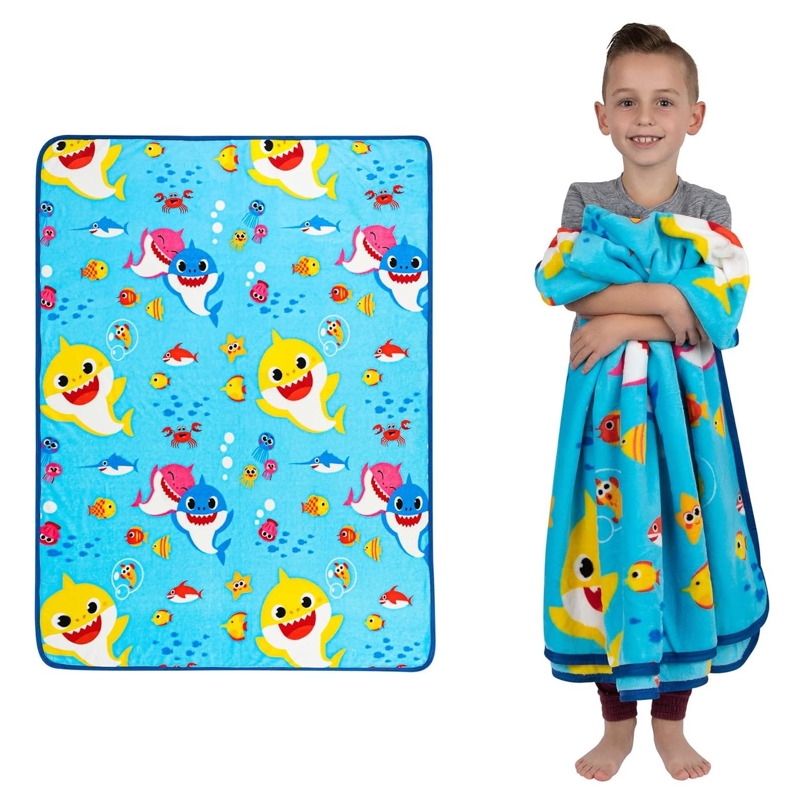 Manta Franco Baby Shark 116x152 cm Suave para Niños