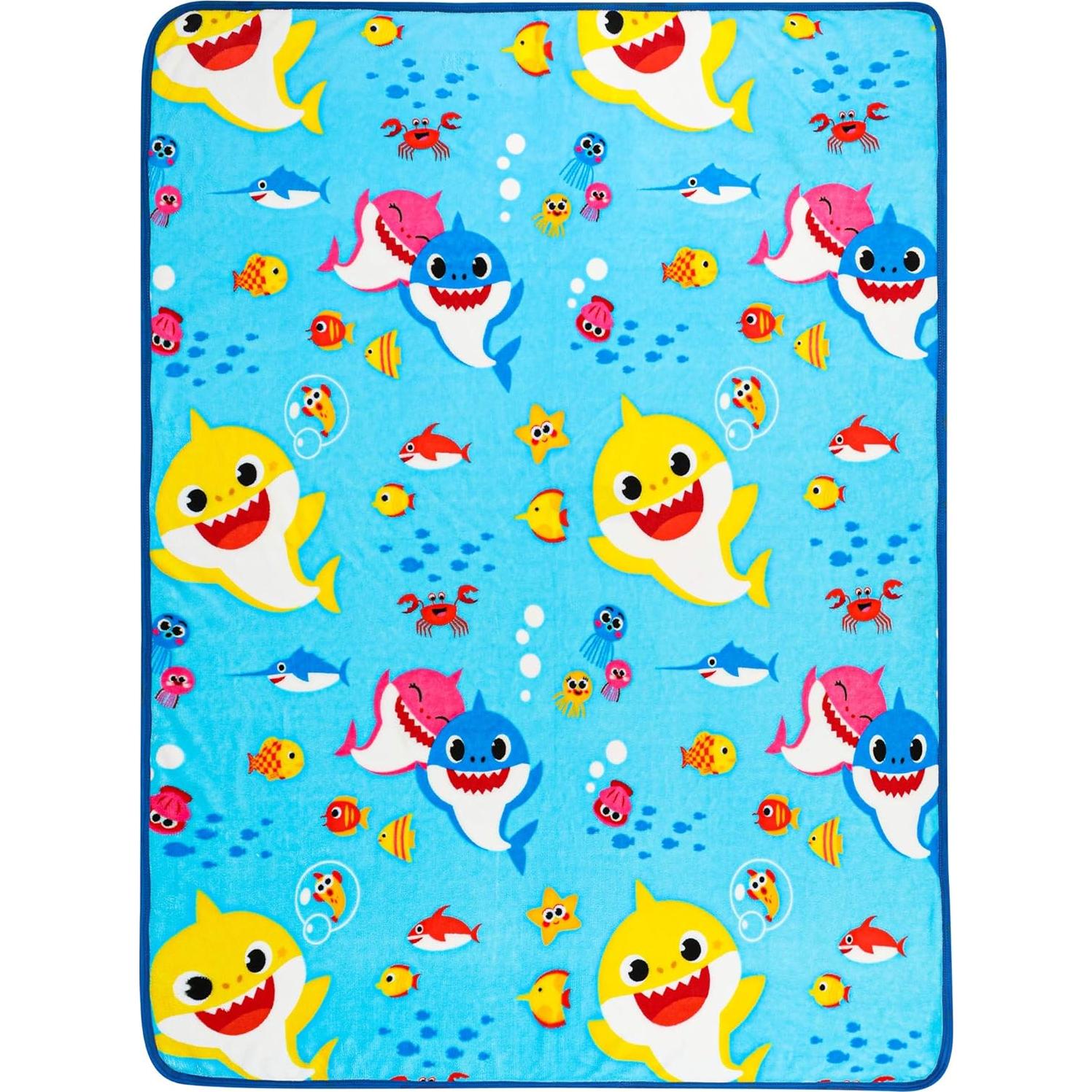 Manta Franco Baby Shark 116x152 cm Suave para Niños