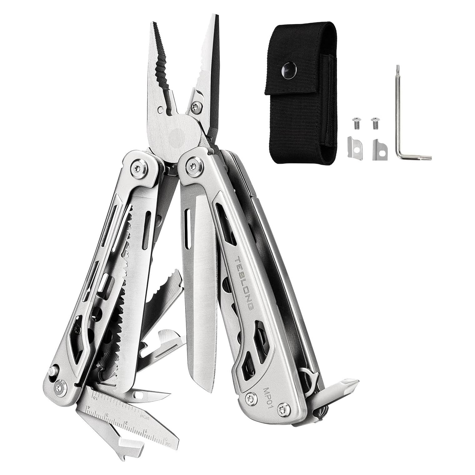 Multiherramienta 18-en-1 Teslong con Pinzas y Tijeras, Acero Inoxidable