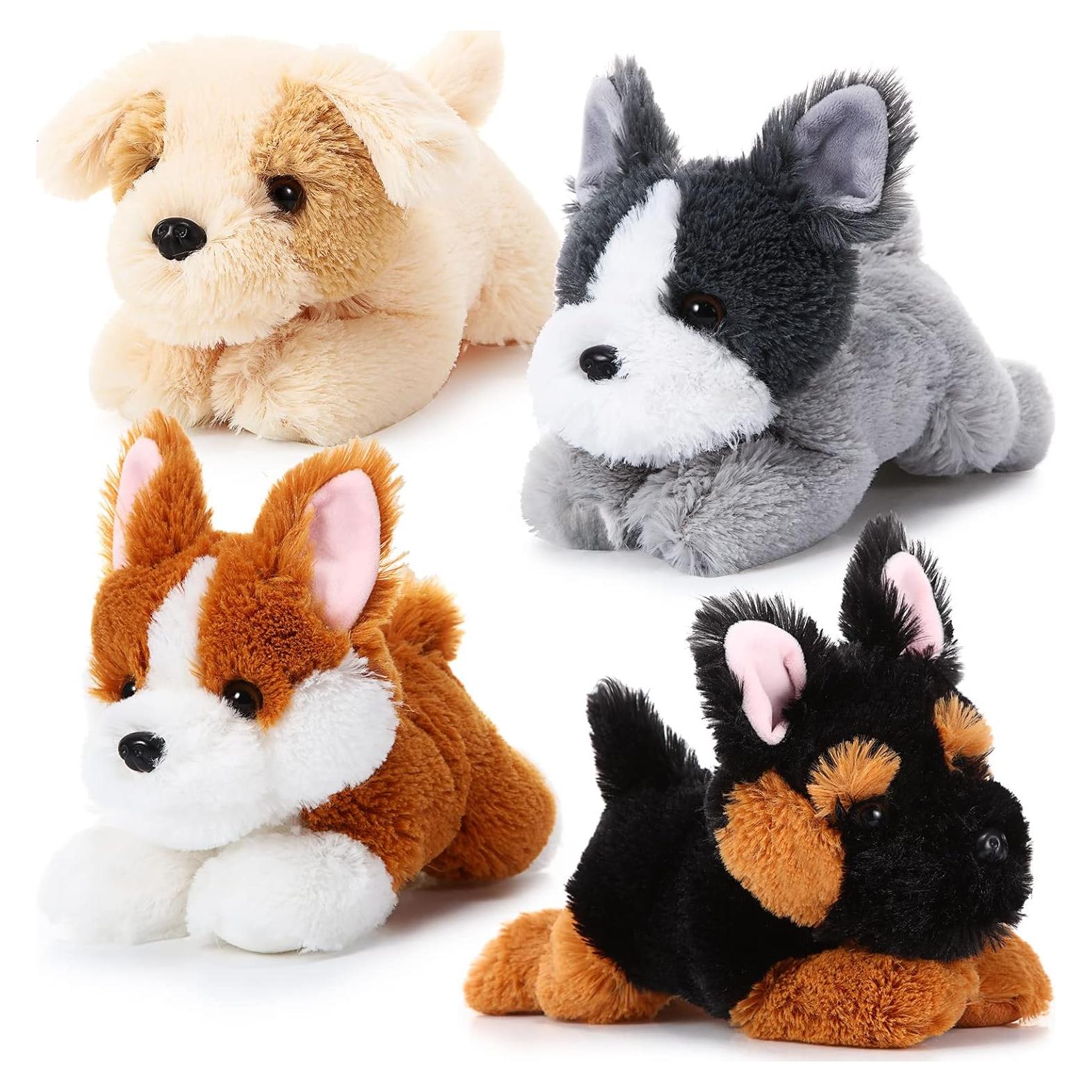 Paquete de 4 almohadas de peluche Suilung perros clásicos