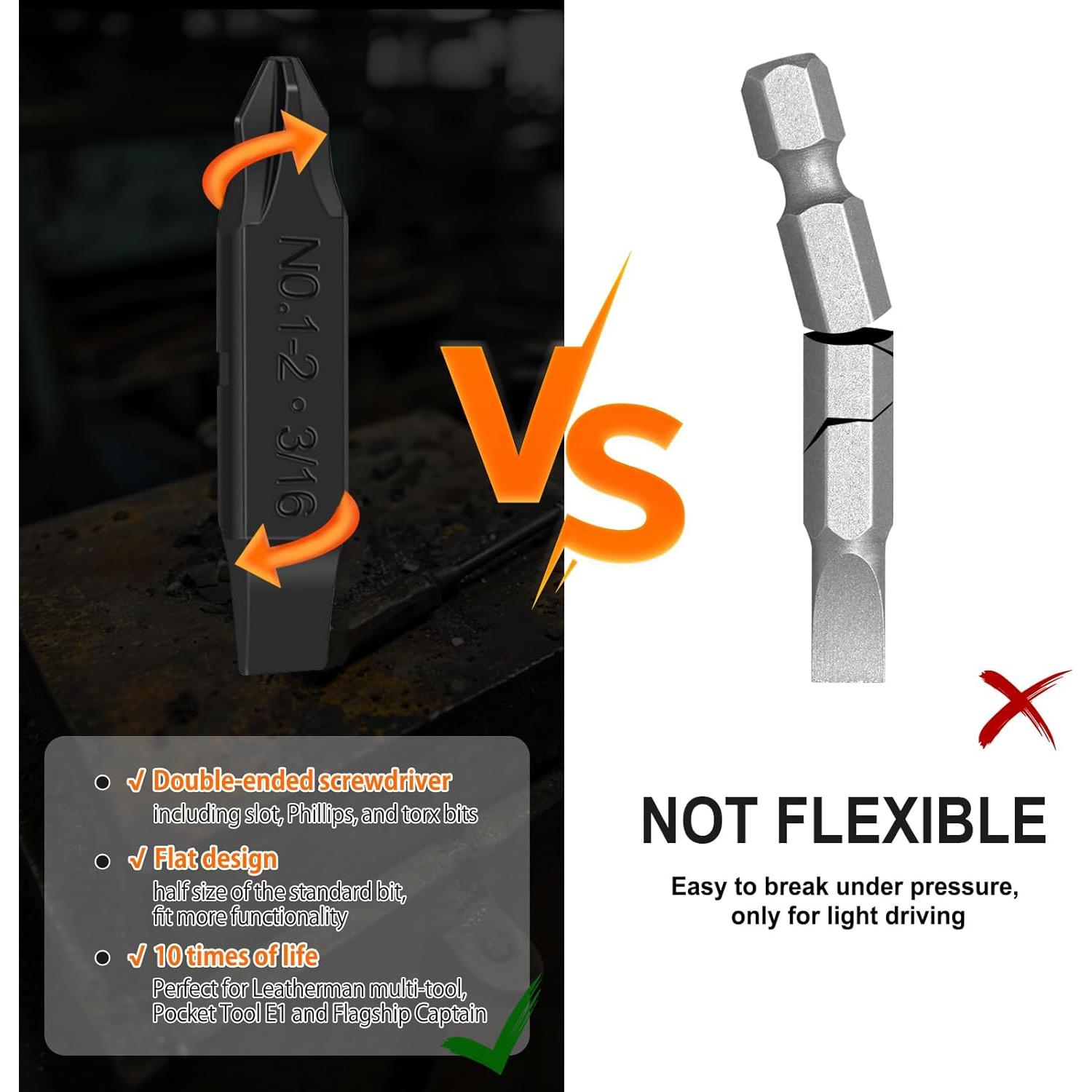 NexTool 10 Bits Doble Punta Destornillador Acero S2