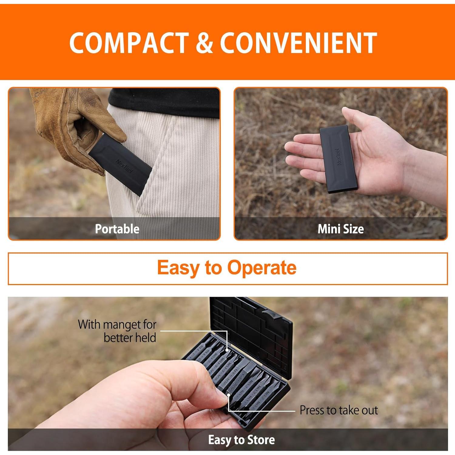 NexTool 10 Bits Doble Punta Destornillador Acero S2