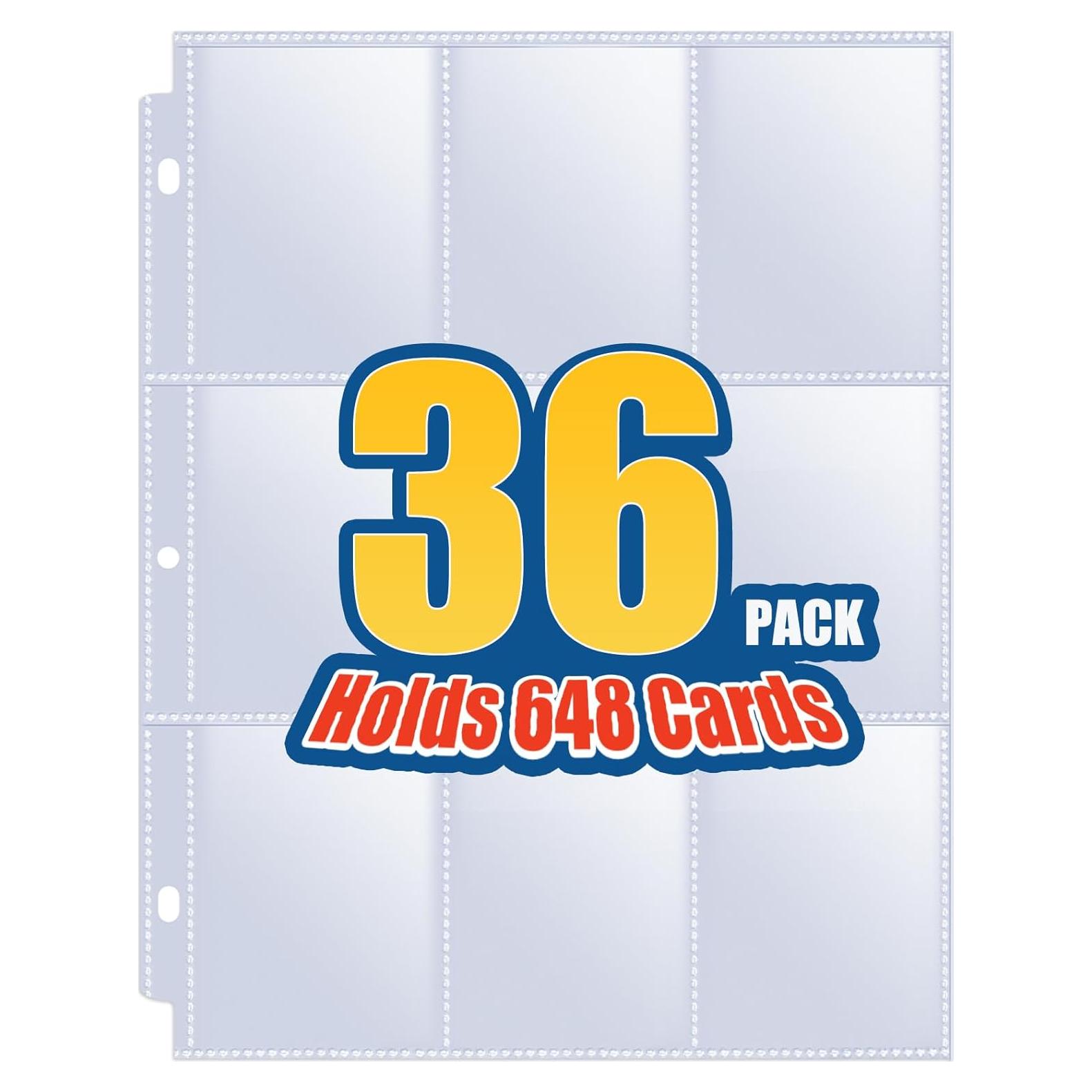 Paquete de 36 Fundas para Tarjetas Sooez 9 Bolsillos Transparente