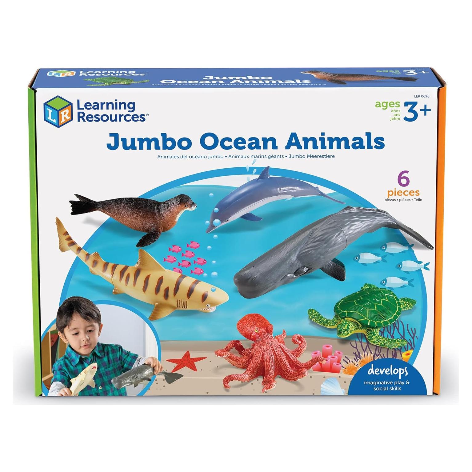 Figuras Jumbo Animales del Océano Recursos de Aprendizaje 6 Piezas