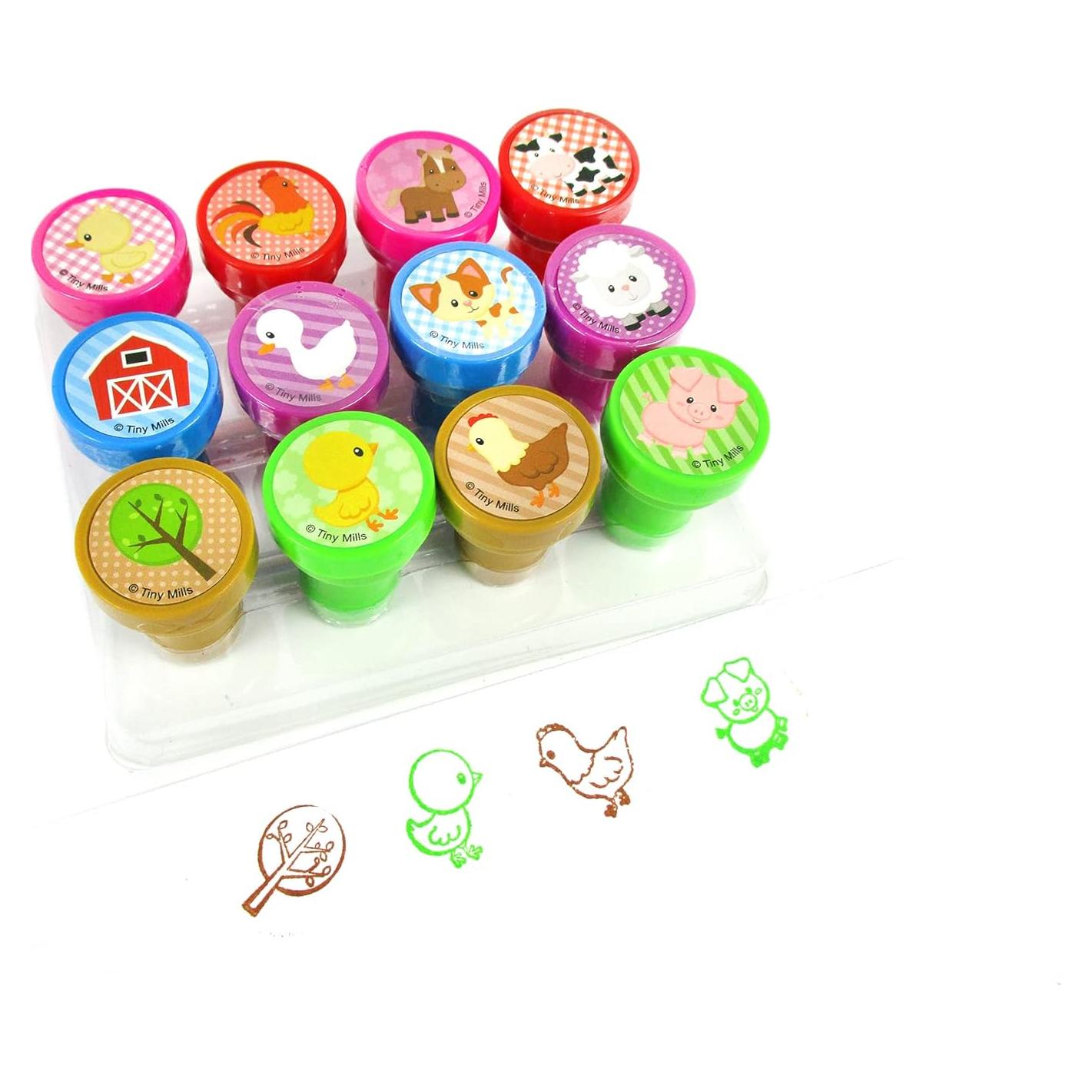 Kit de Sellos de Animales de Granja TINYMILLS 12 Pzs