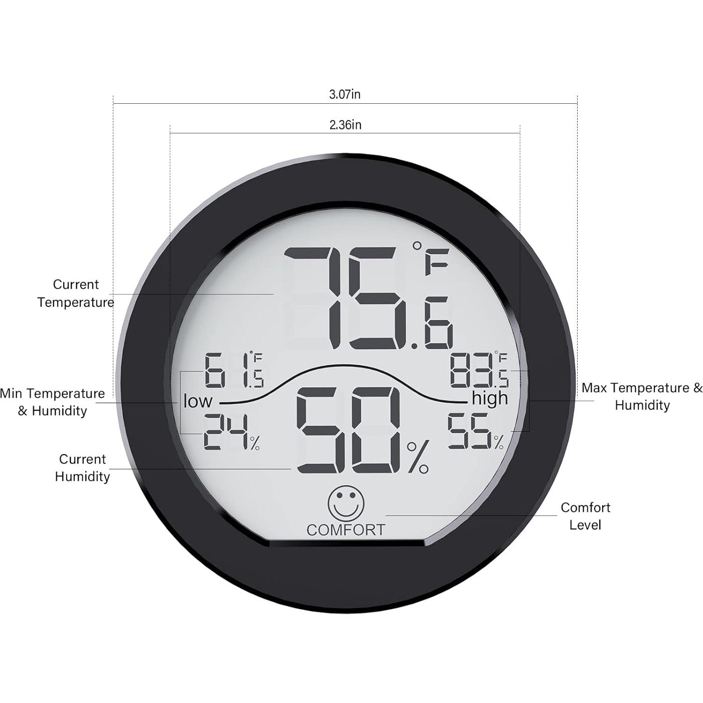 Higrómetro Termómetro SECRUI TH1 Negro - Interior, LCD, Precisión Alta