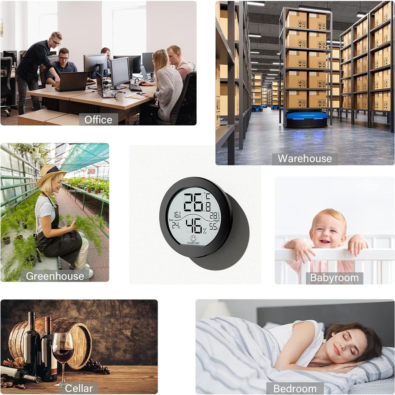 Higrómetro Termómetro SECRUI TH1 Negro - Interior, LCD, Precisión Alta