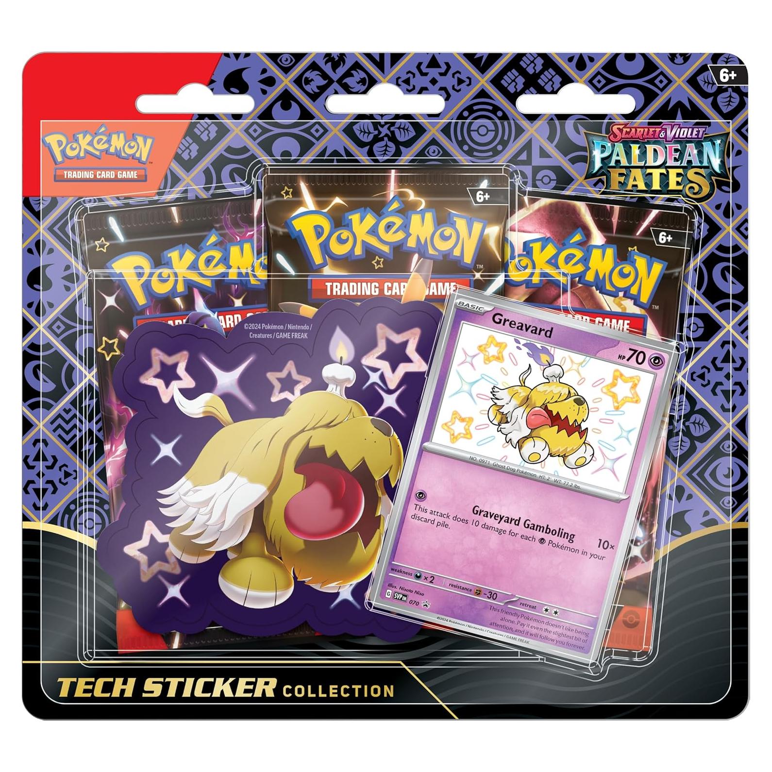 Stickers TECH Pokémon TCG Greavard Brillante + 3 Paquetes