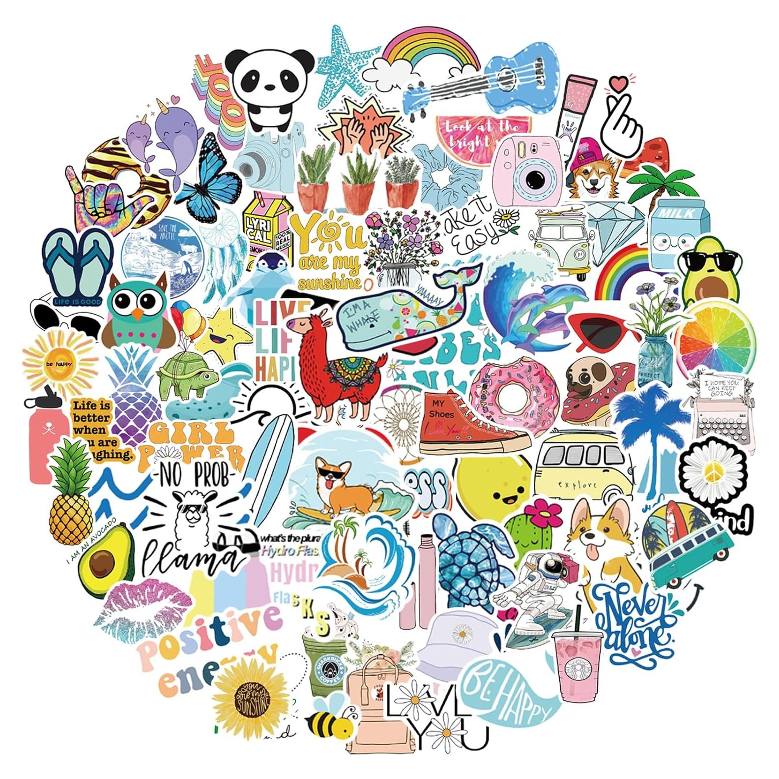 Stickers Bekayshad 100 Pzs Impermeables para Botellas y Laptops