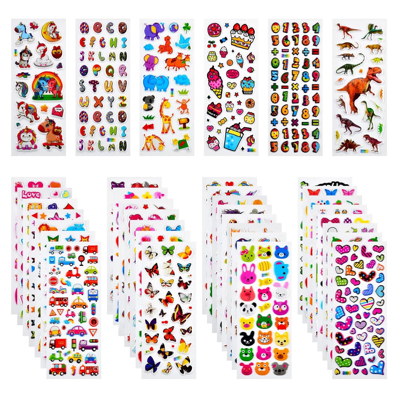 Pegatinas 3D Habett para Niños - 36 Hojas, 920 Piezas Variadas