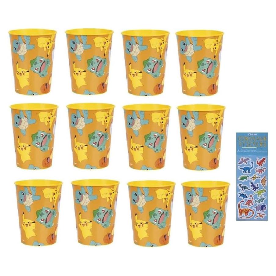 Suministros Fiesta Cumpleaños Pokémon - 12 Vasos Reutilizables 473ml
